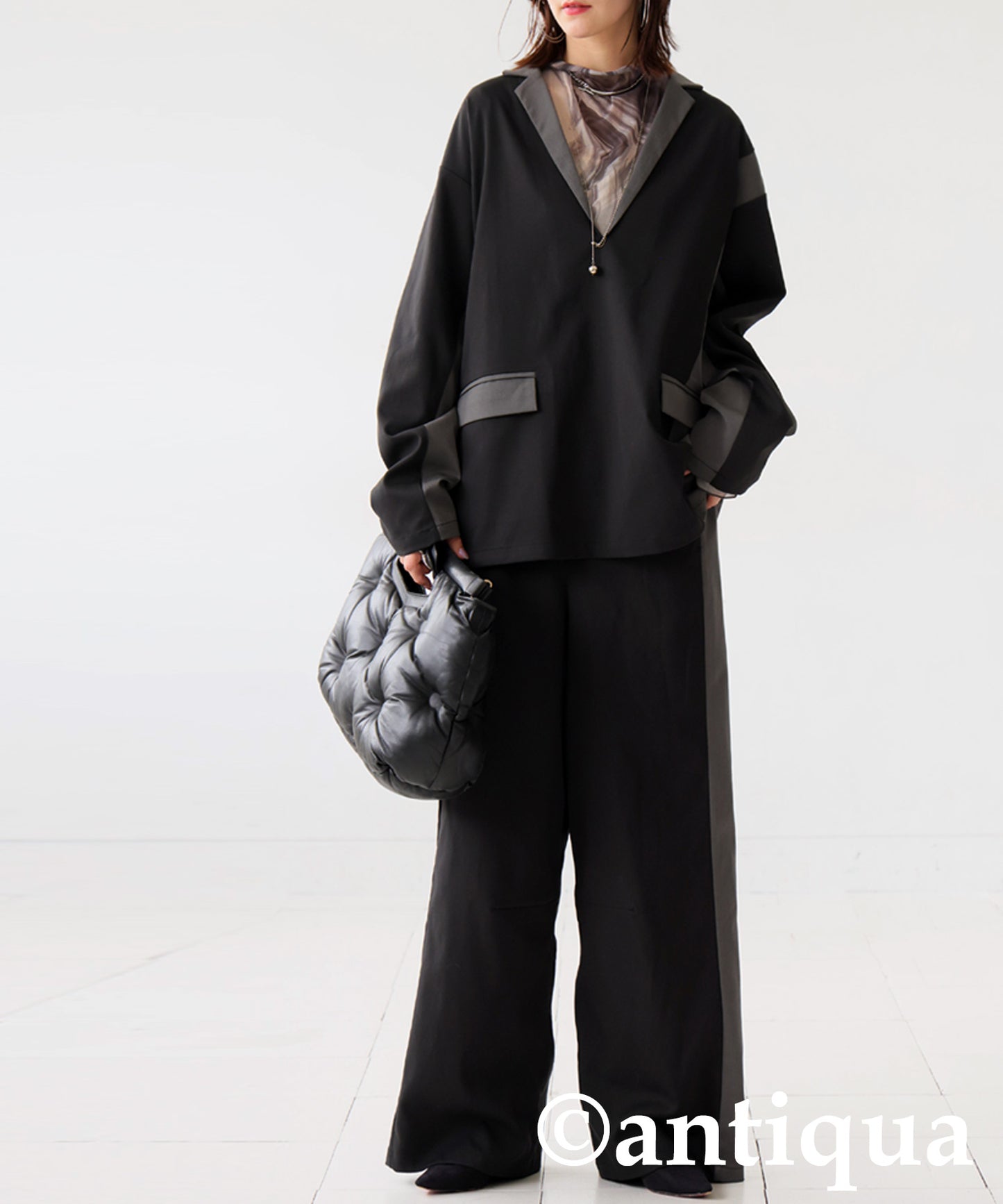 Color-Block Wide Pants Ladies