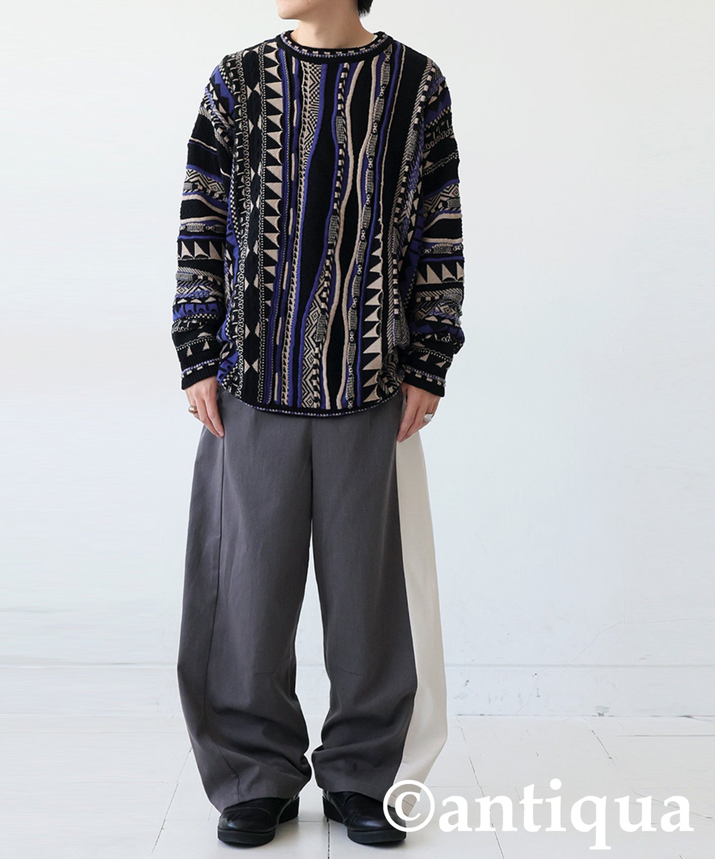 Color-Block Wide-Leg Pants Men's