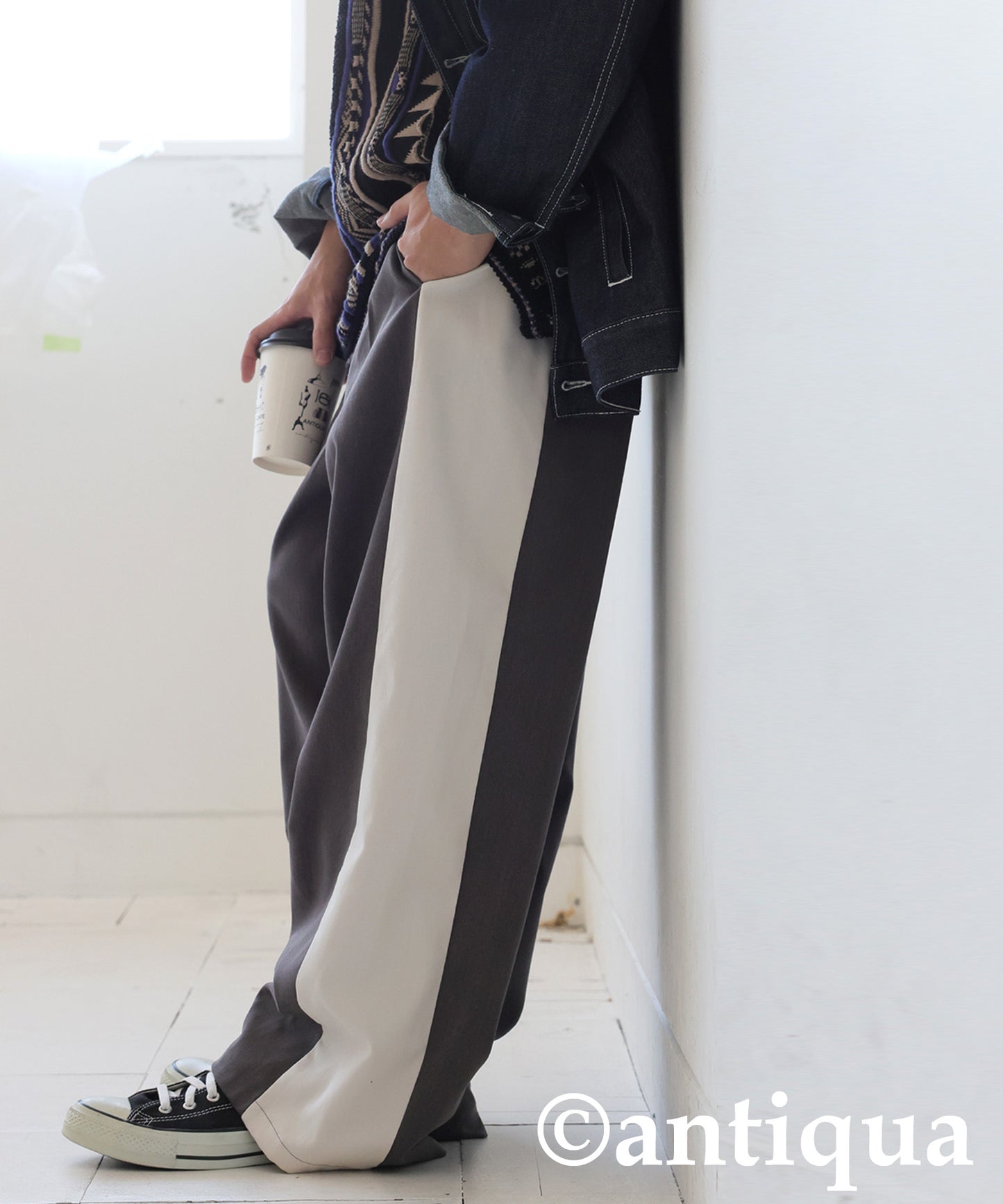 Color-Block Wide-Leg Pants Men's