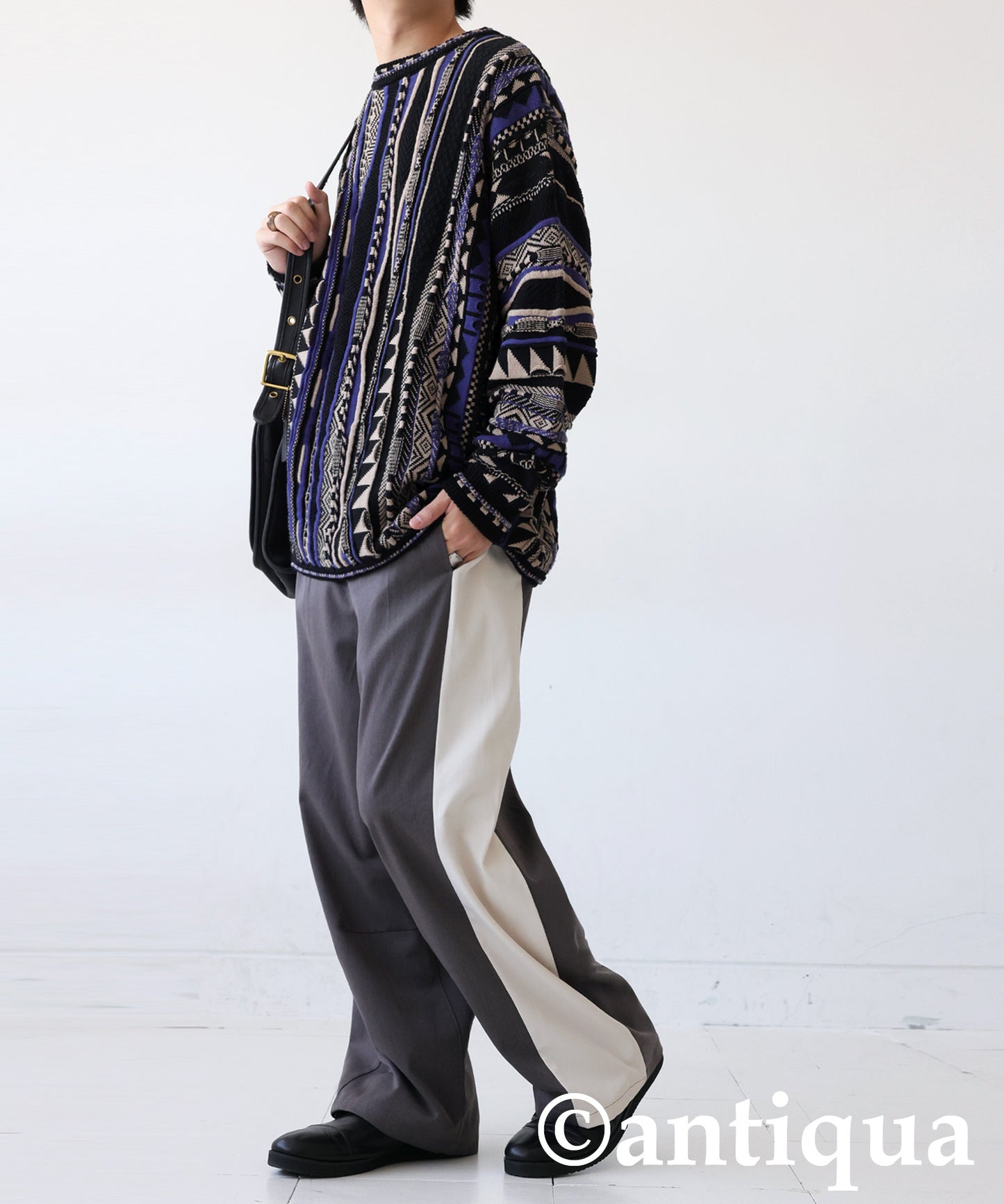 Color-Block Wide-Leg Pants Men's