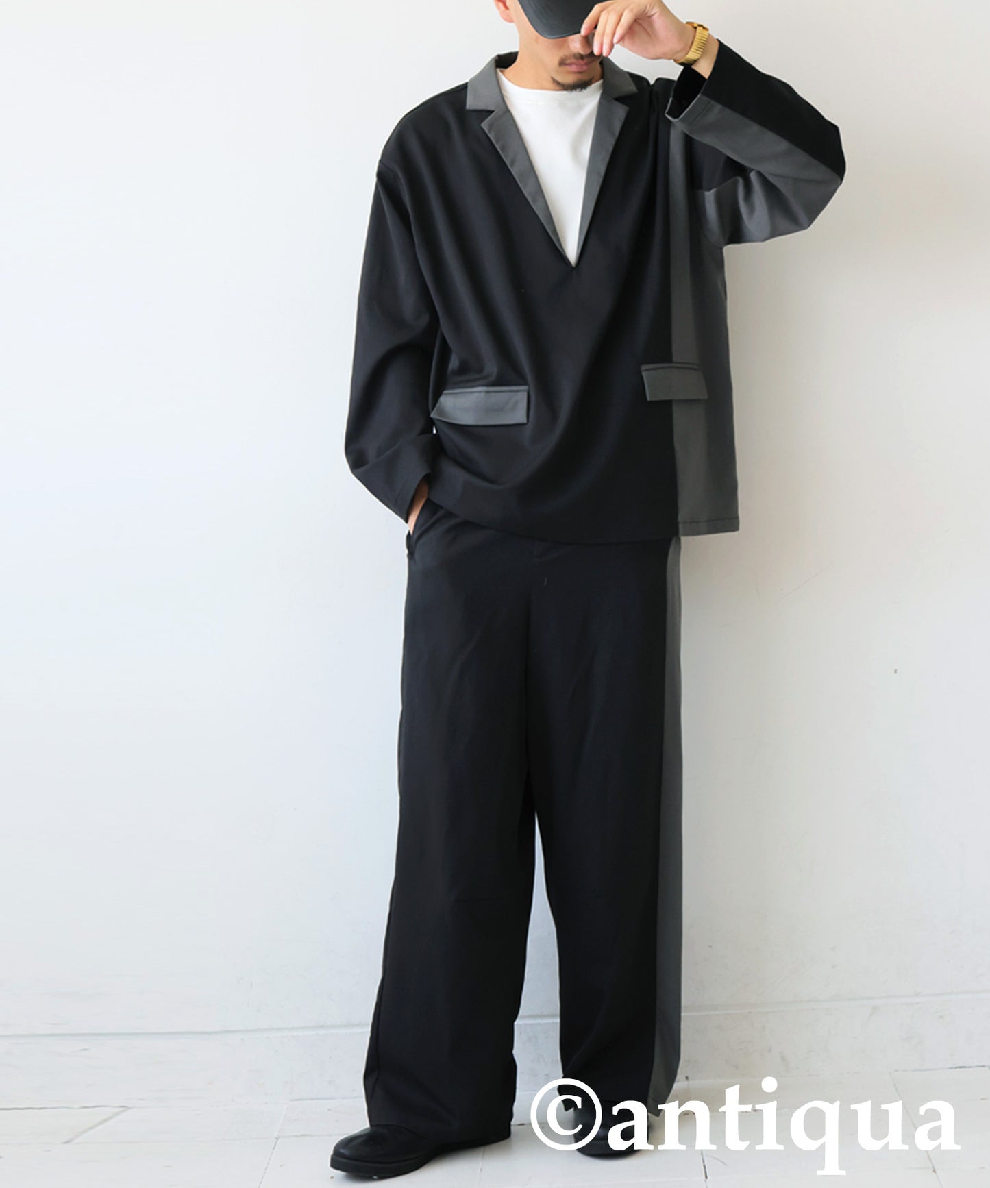Color-Block Wide-Leg Pants Men's