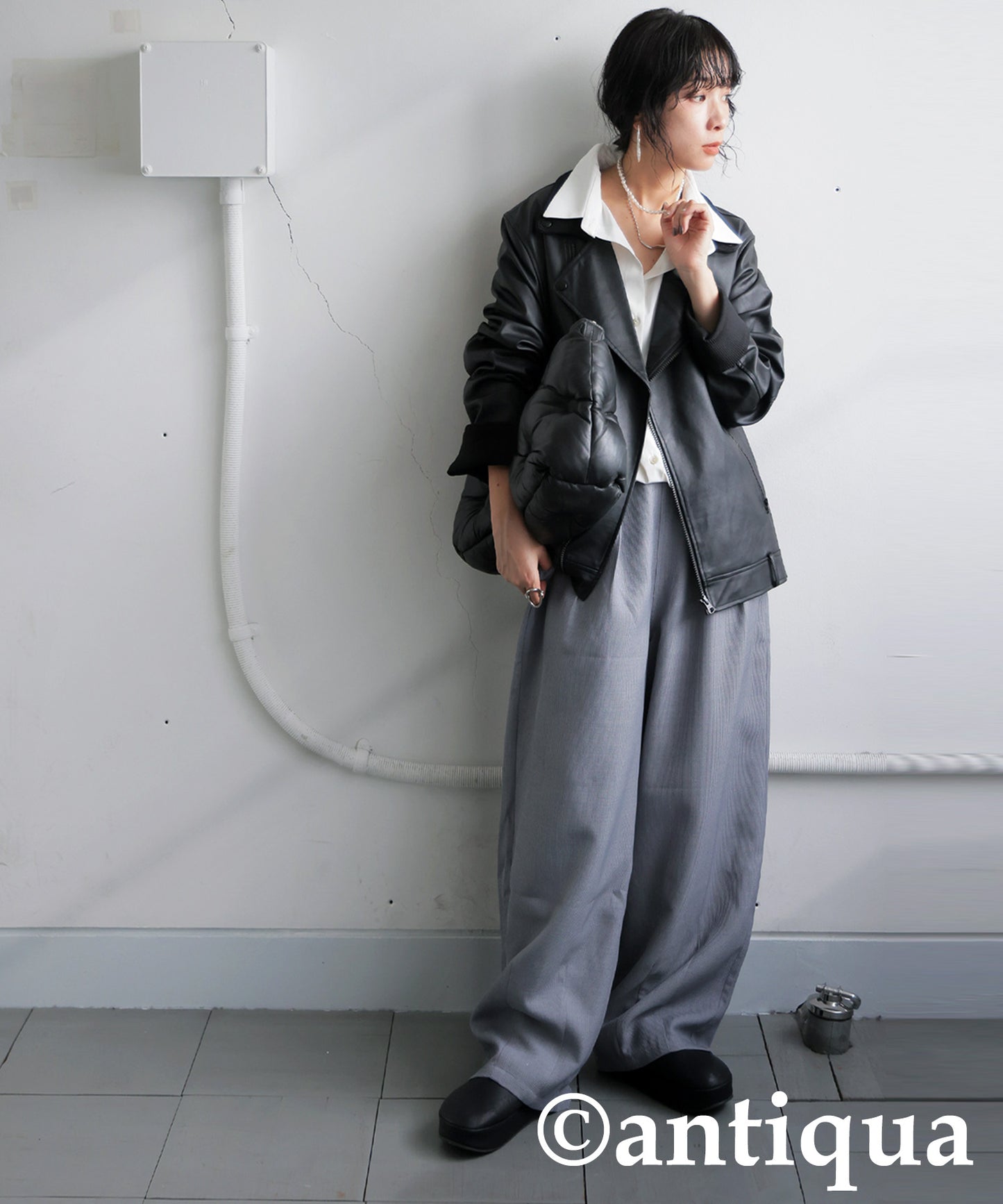 Pleated Wide-Leg Pants Ladies