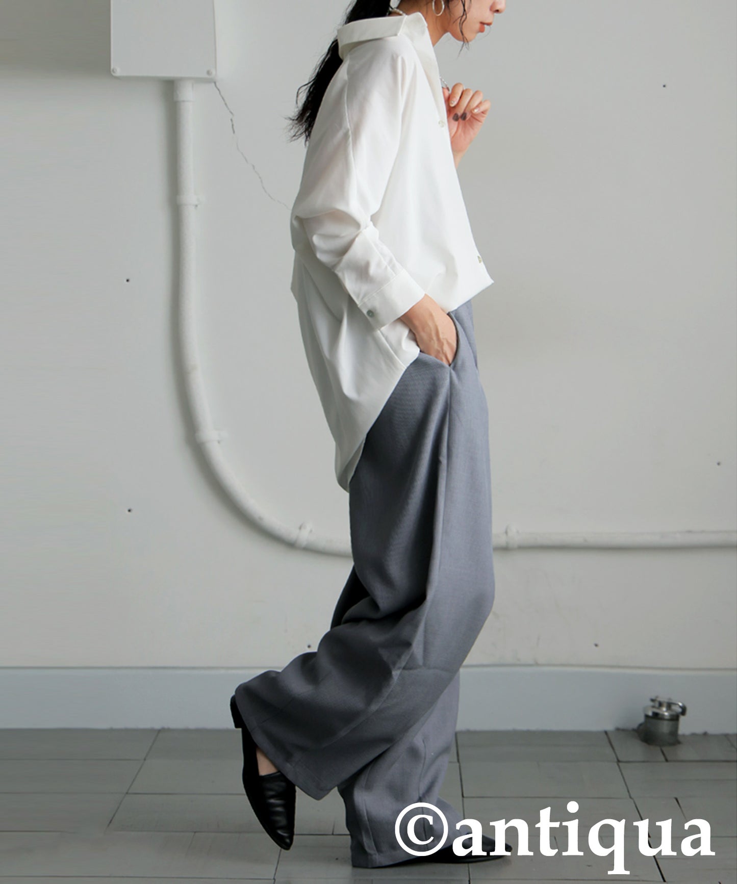 Pleated Wide-Leg Pants Ladies