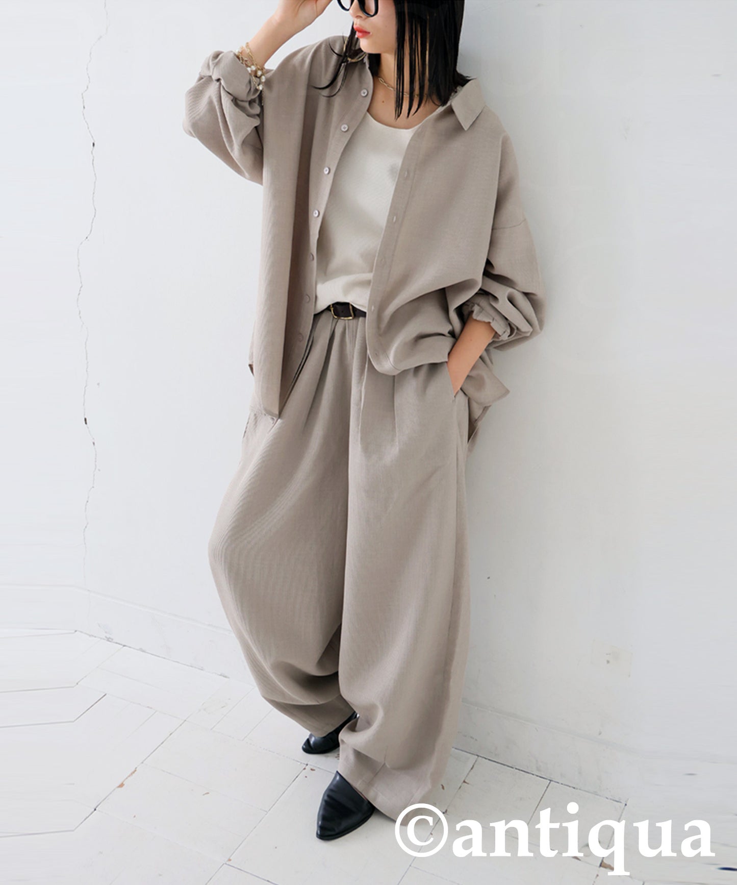 Pleated Wide-Leg Pants Ladies