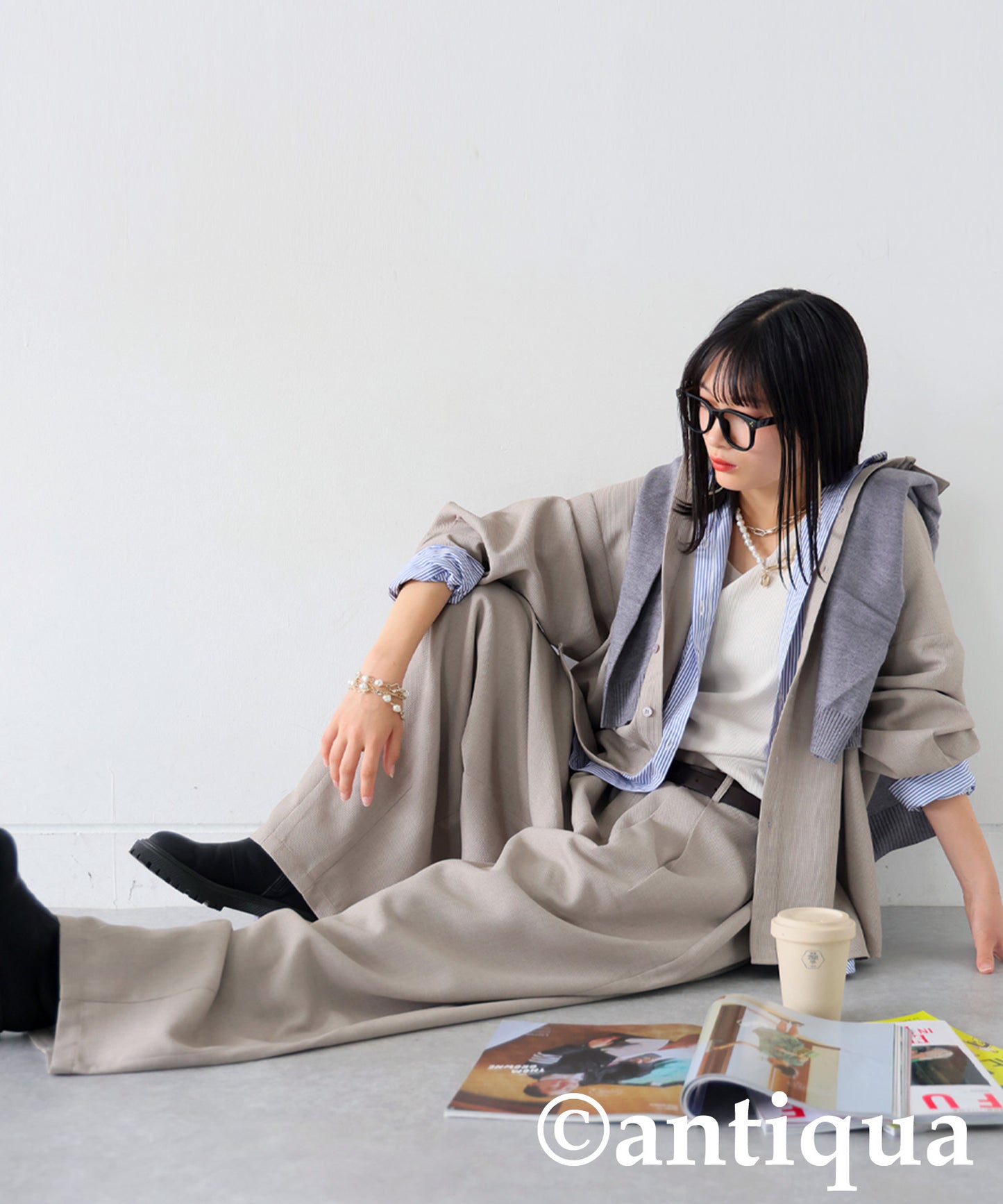 Pleated Wide-Leg Pants Ladies