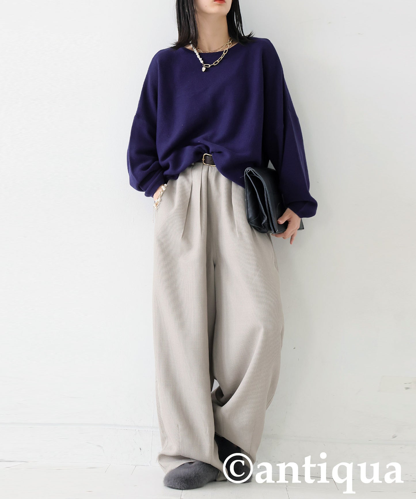 Pleated Wide-Leg Pants Ladies