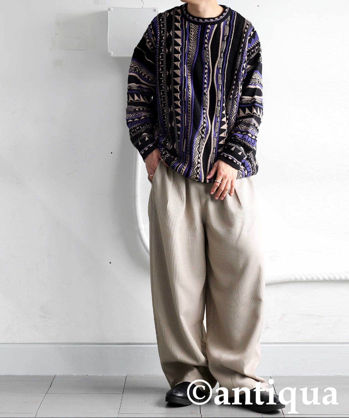 Pleated Wide-Leg Pants Men's