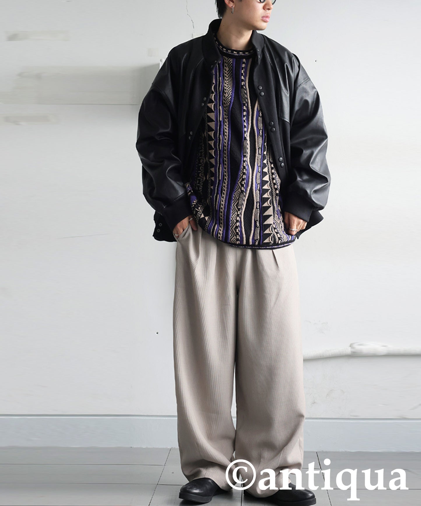Pleated Wide-Leg Pants Men's