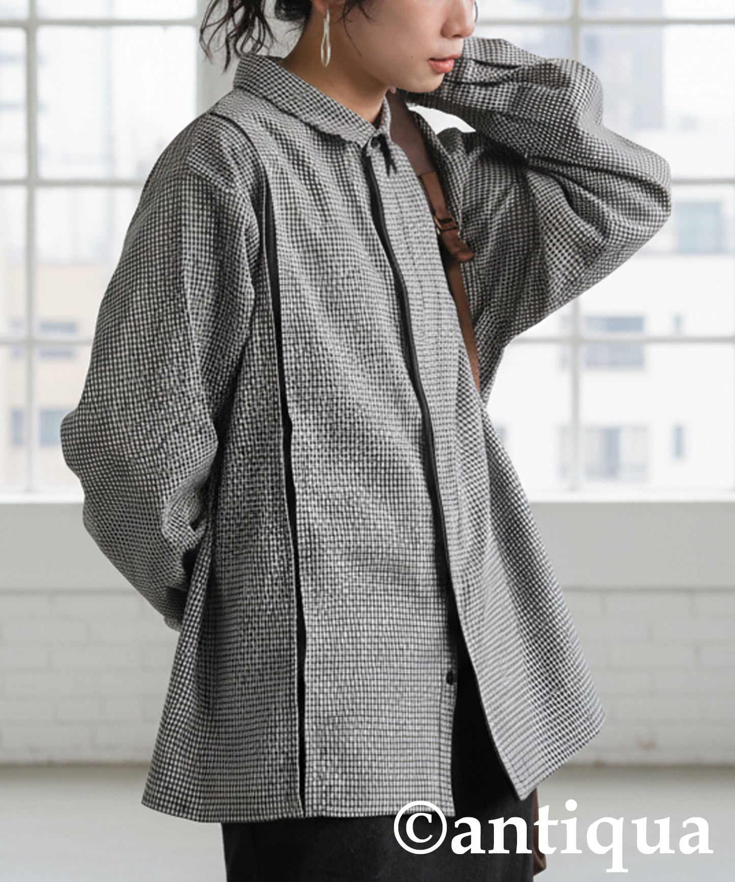 Houndstooth Line Design Shirt Ladies