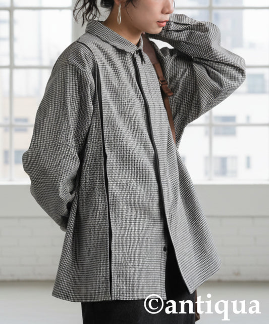 Houndstooth Line Design Shirt Ladies