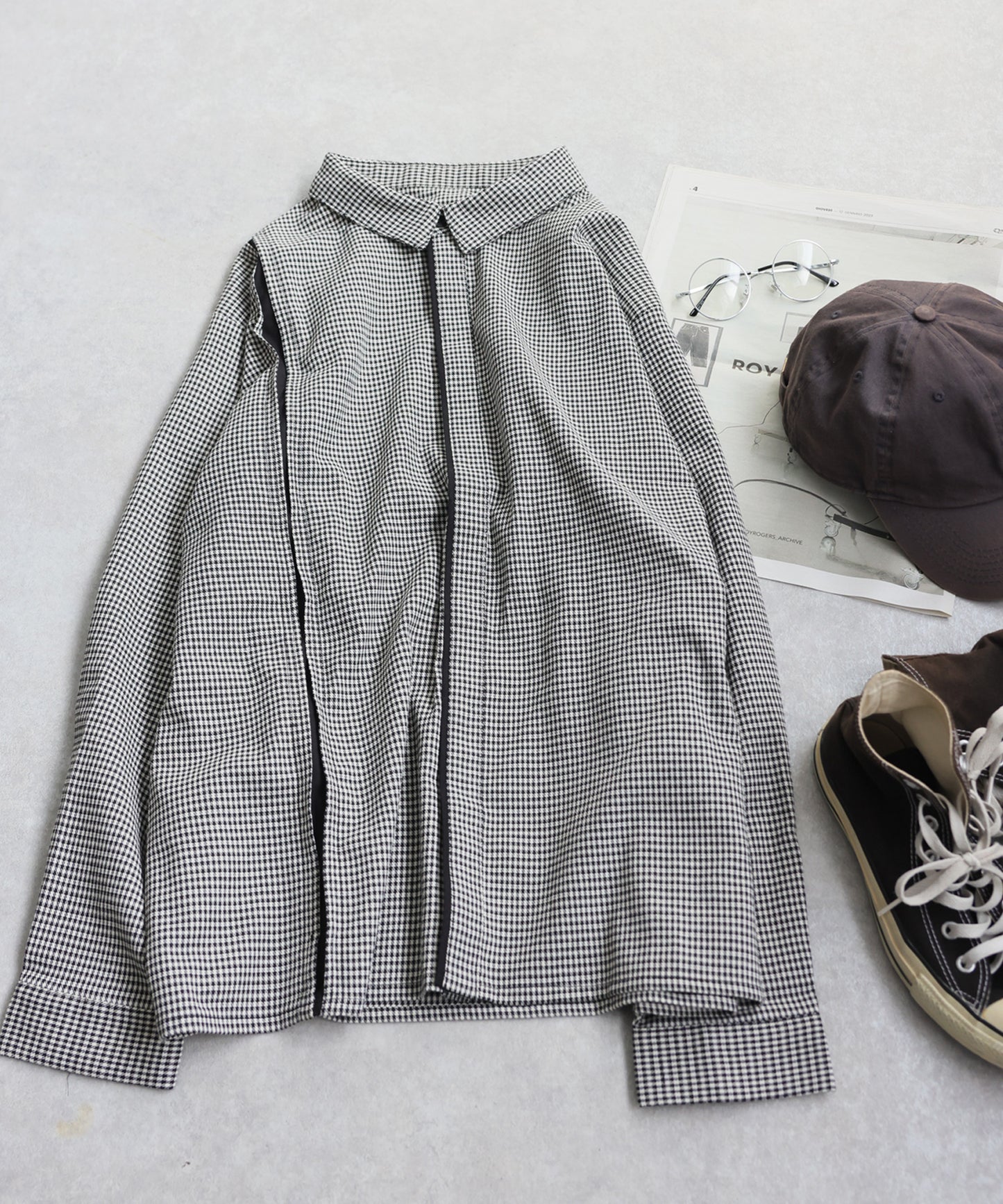 Houndstooth Line Design Shirt Ladies