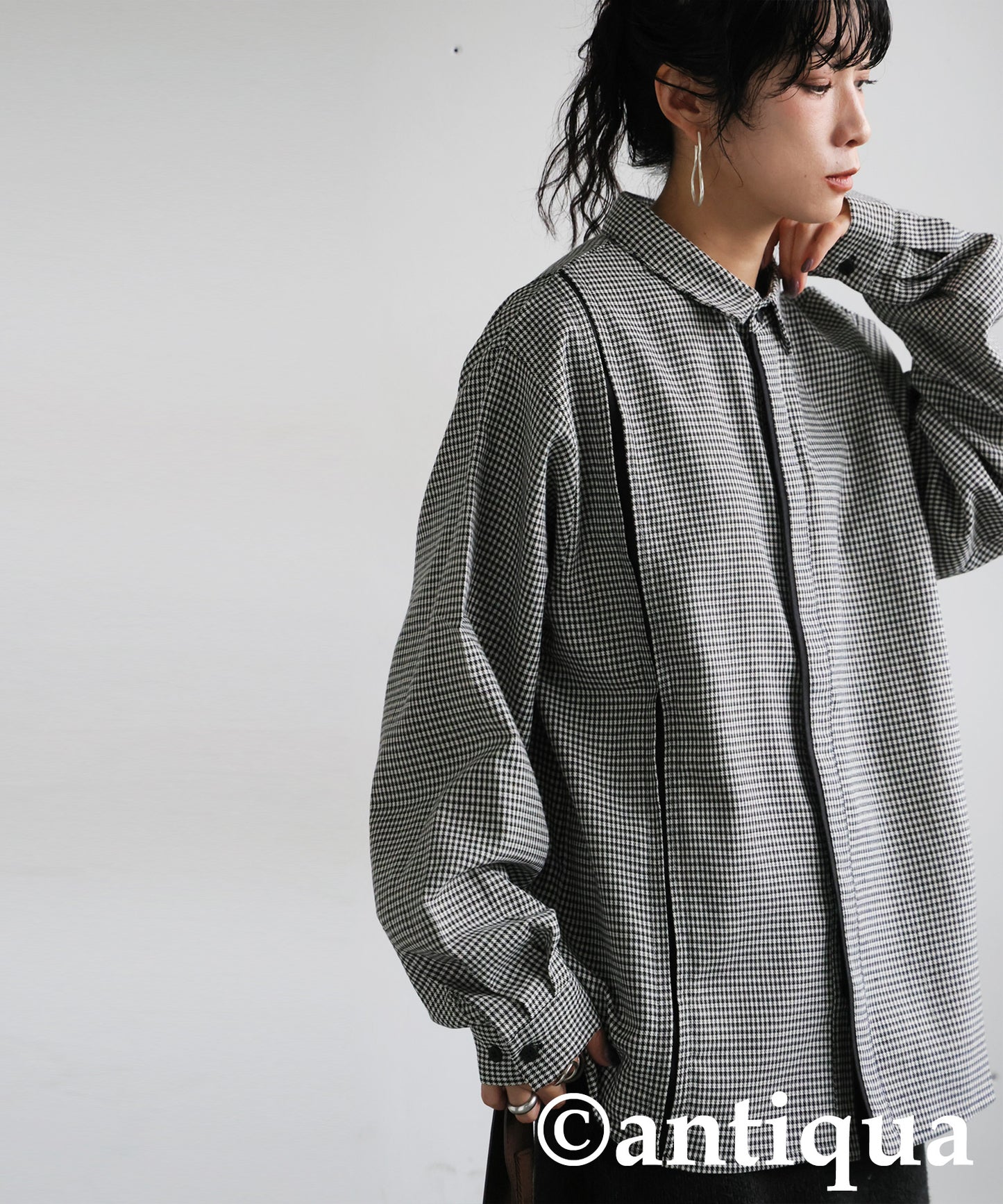 Houndstooth Line Design Shirt Ladies