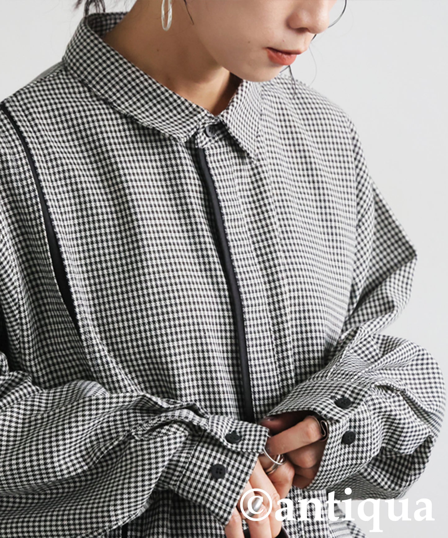 Houndstooth Line Design Shirt Ladies
