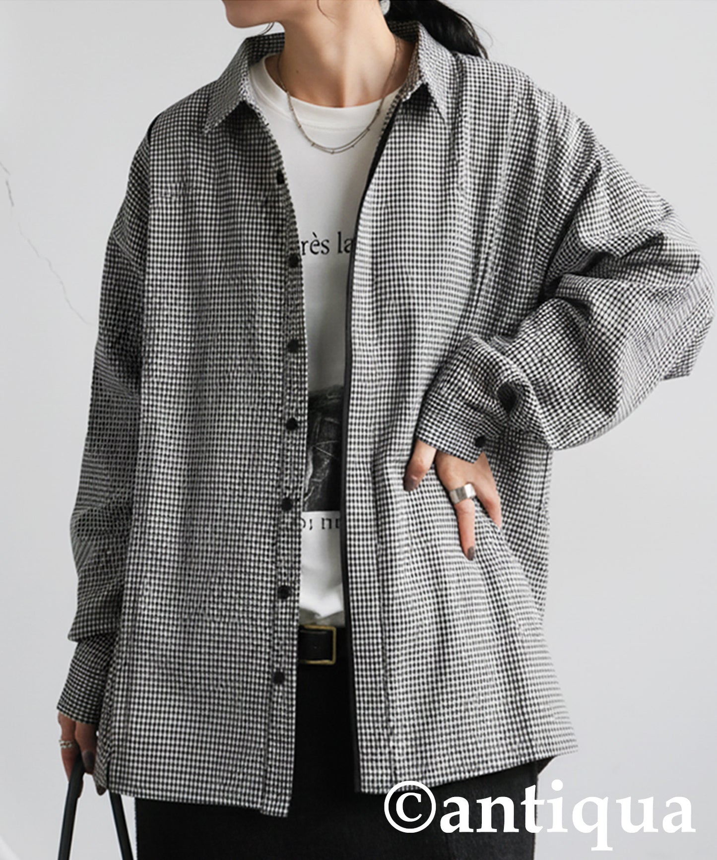 Houndstooth Line Design Shirt Ladies