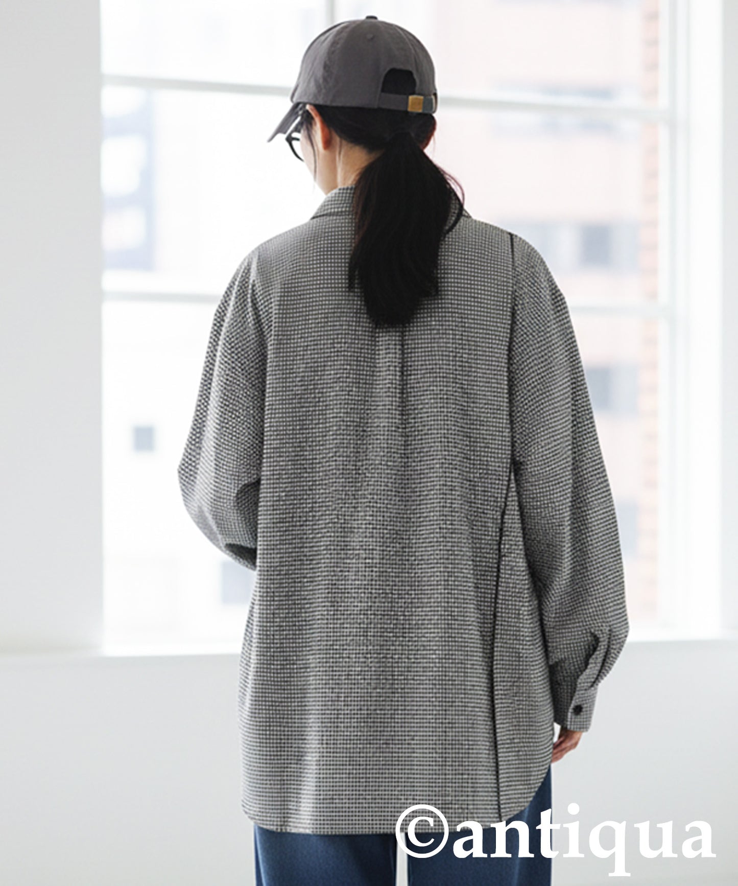 Houndstooth Line Design Shirt Ladies