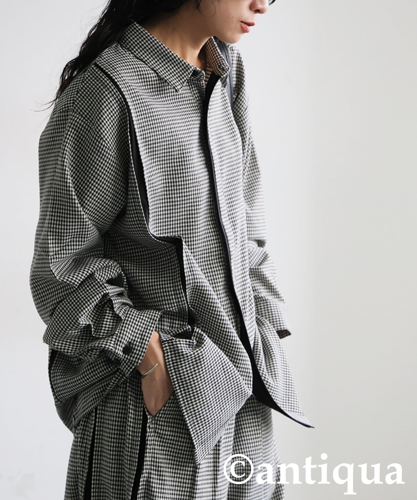 Houndstooth Line Design Shirt Ladies