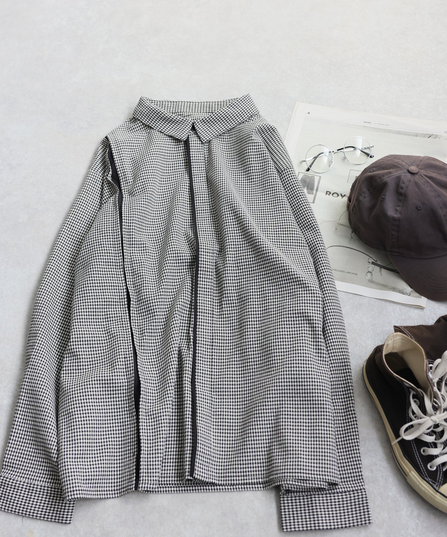 Houndstooth Line Design Shirt Men's