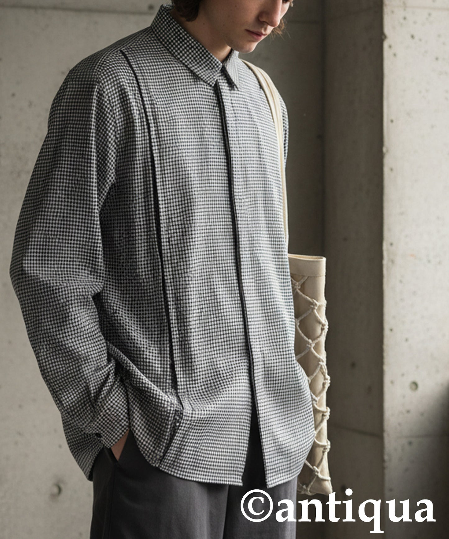 Houndstooth Line Design Shirt Men's