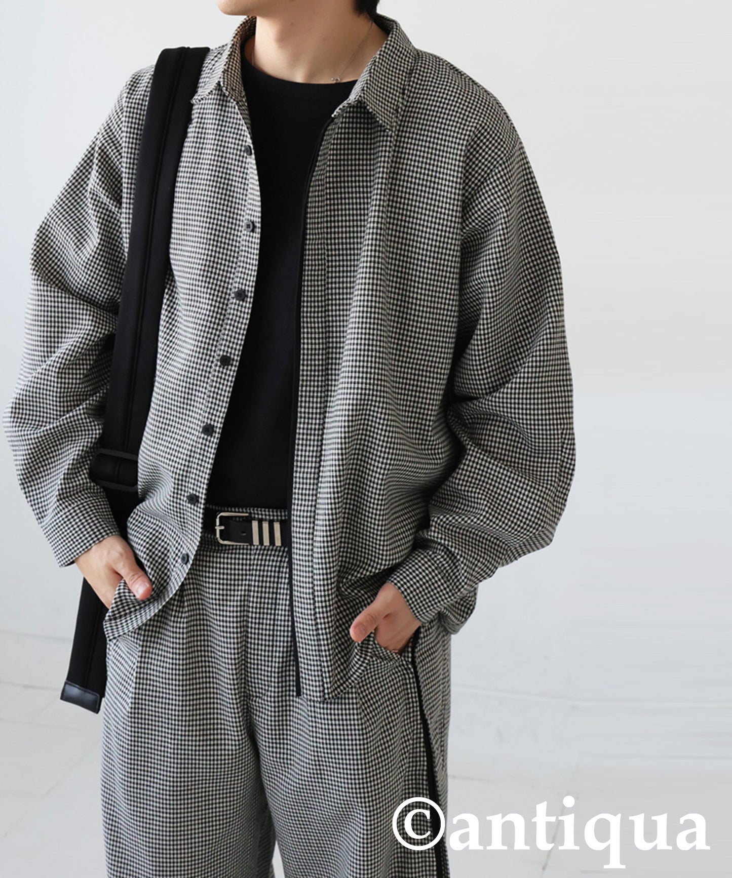 Houndstooth Line Design Shirt Men's