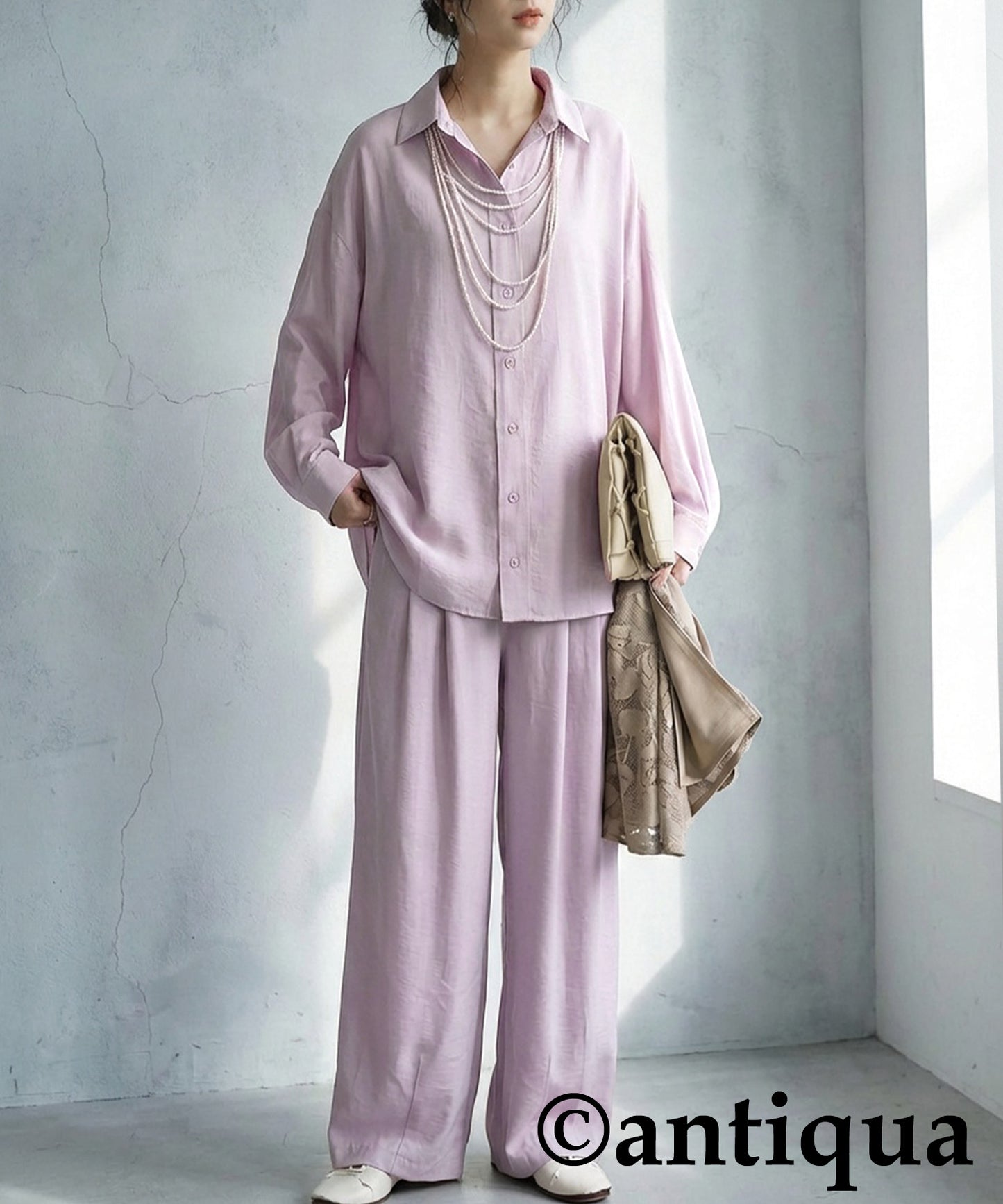 Wide-Pleated Pants Ladies