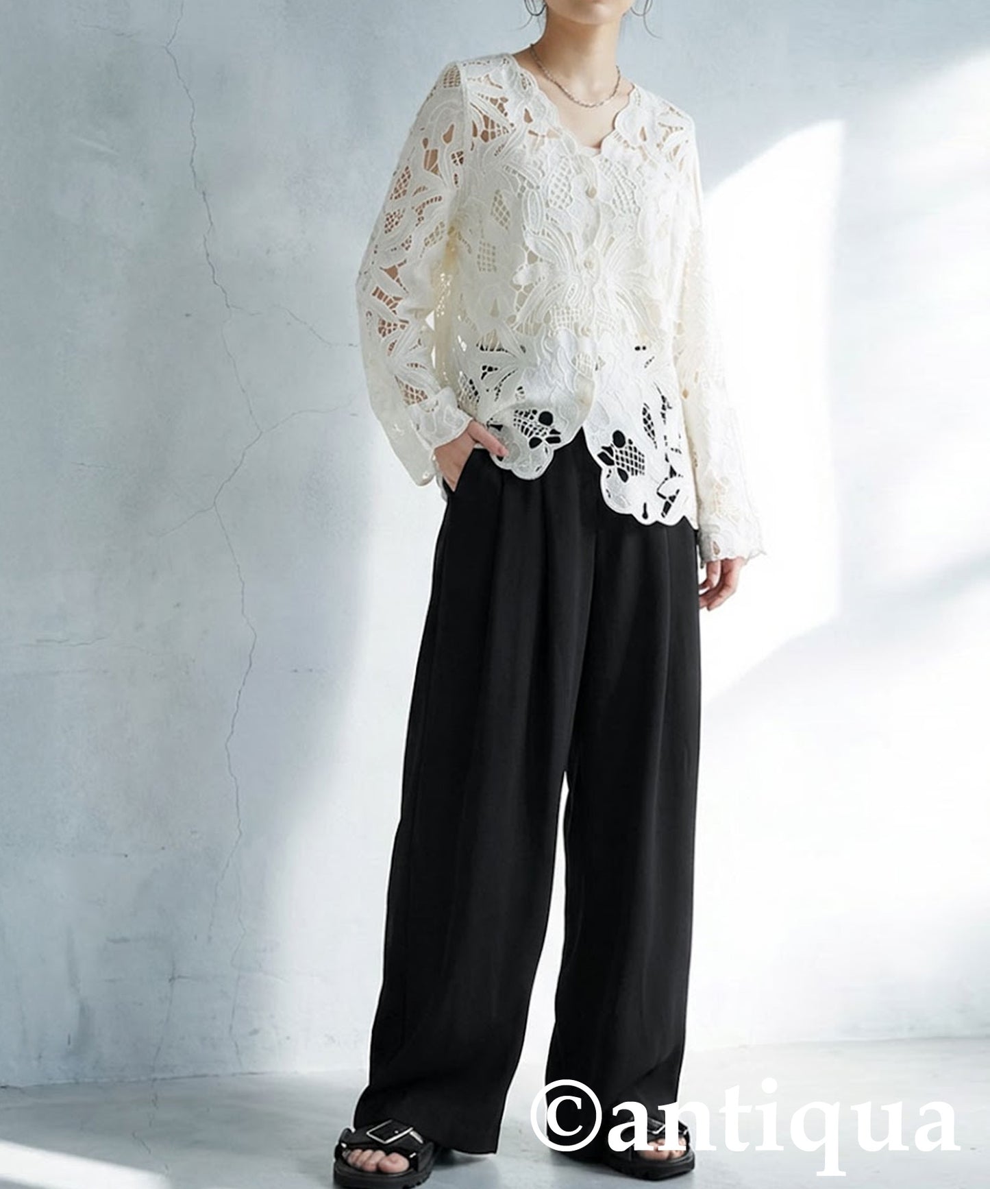 Wide-Pleated Pants Ladies