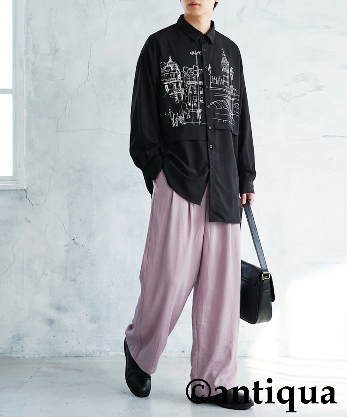Wide-Pleated Pants Men's