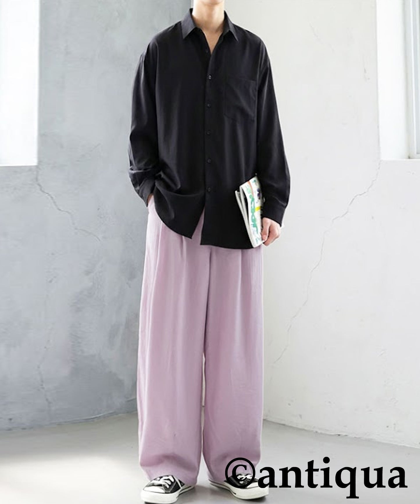 Wide-Pleated Pants Men's