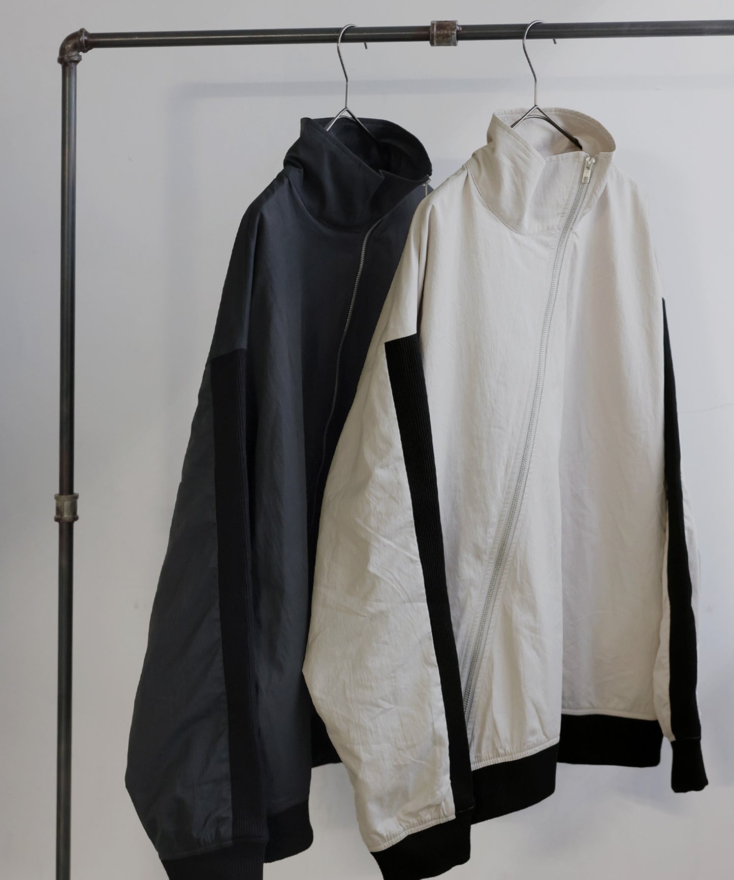 Diagonal Zip Color-Block Line Blouson Men's