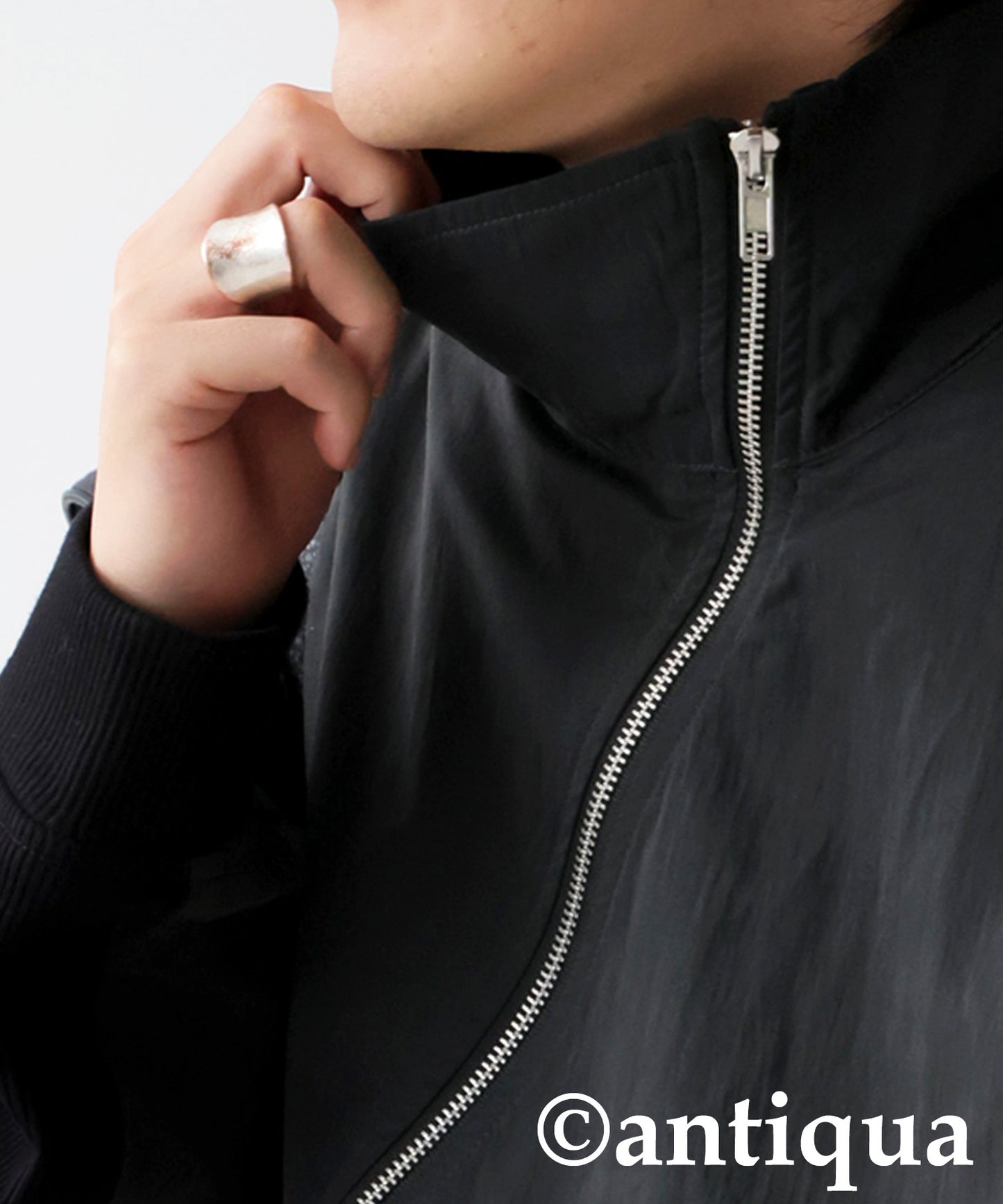 Diagonal Zip Color-Block Line Blouson Men's