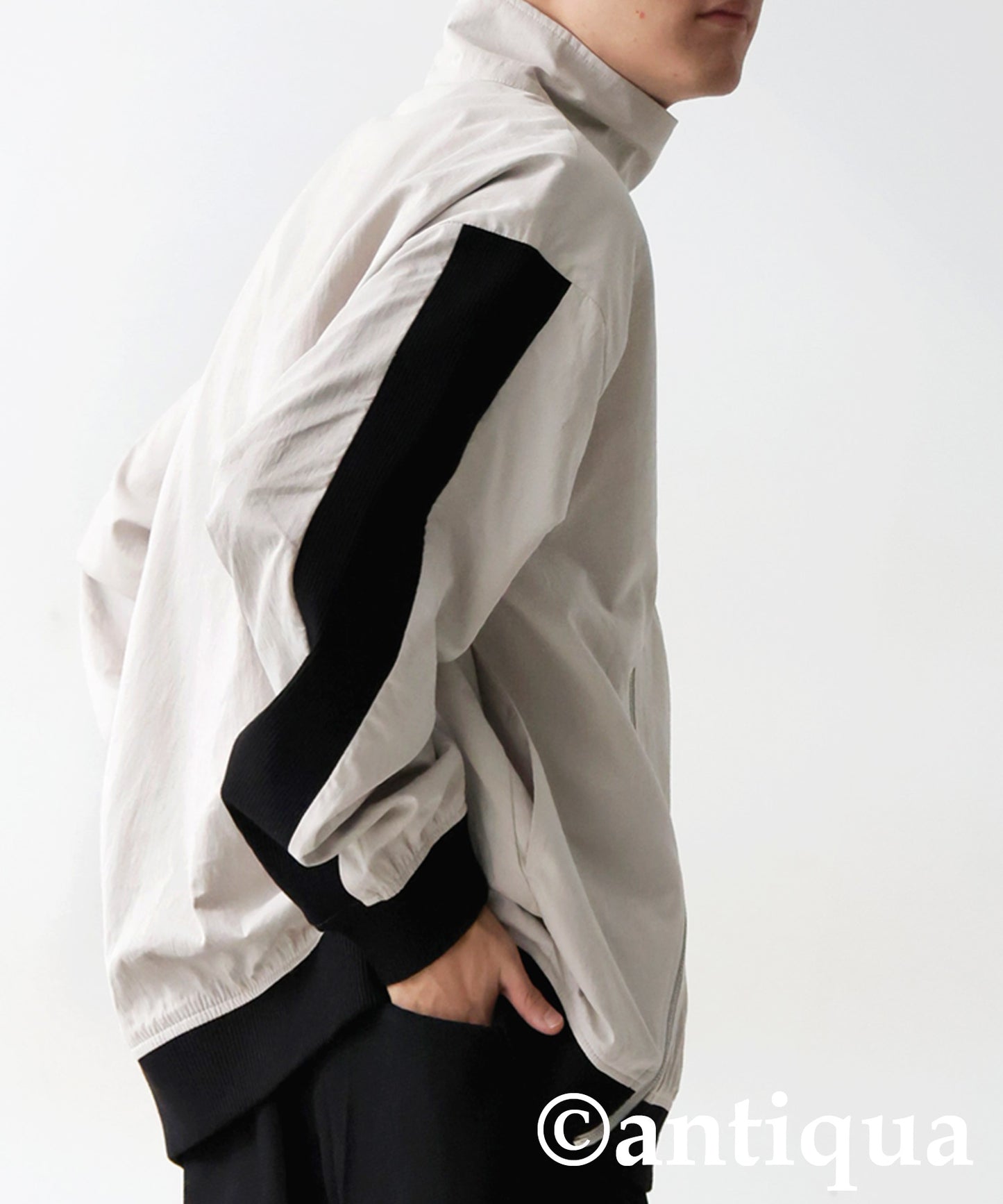 Diagonal Zip Color-Block Line Blouson Men's