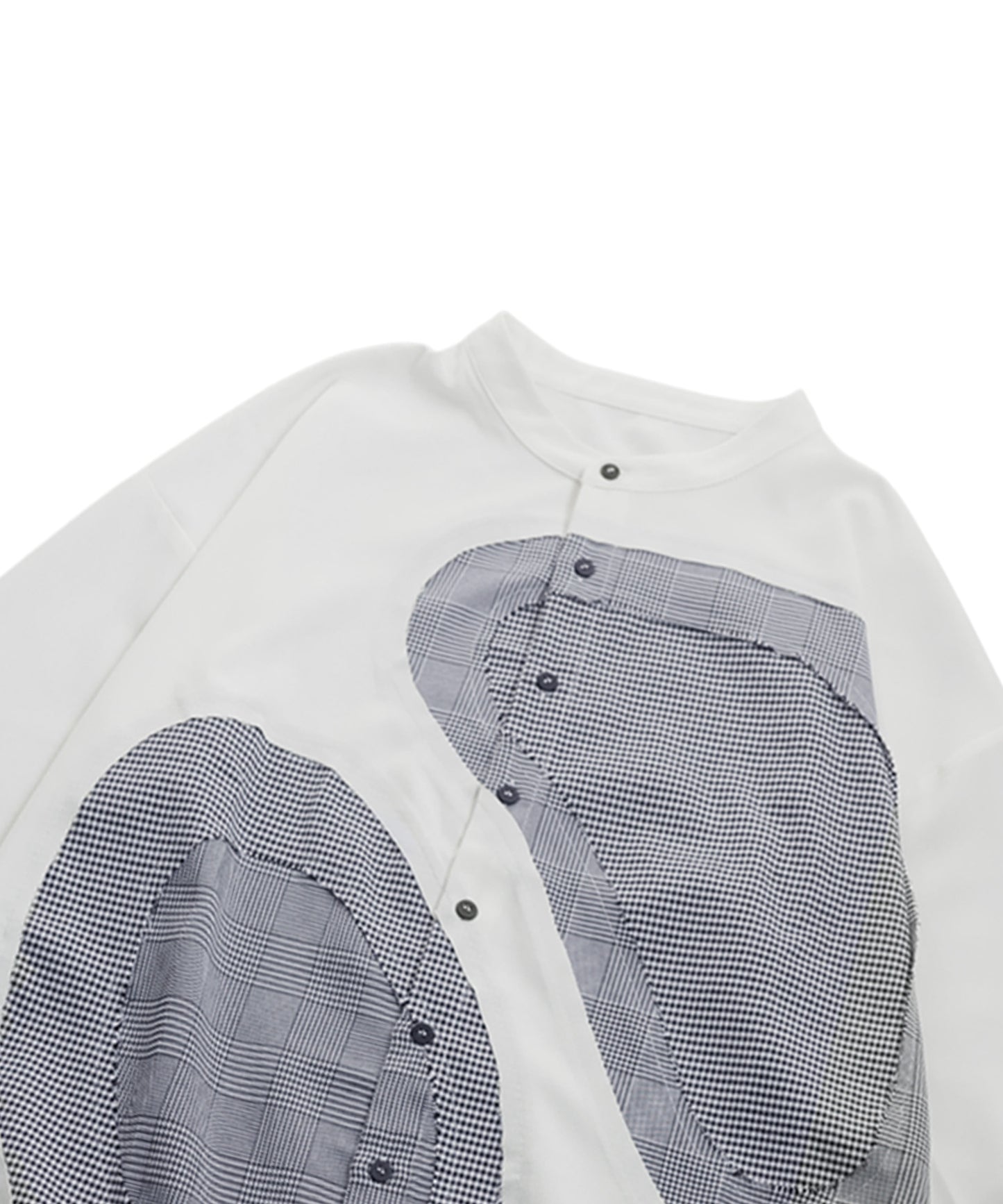 Mixed Material Checkered Shirt Ladies