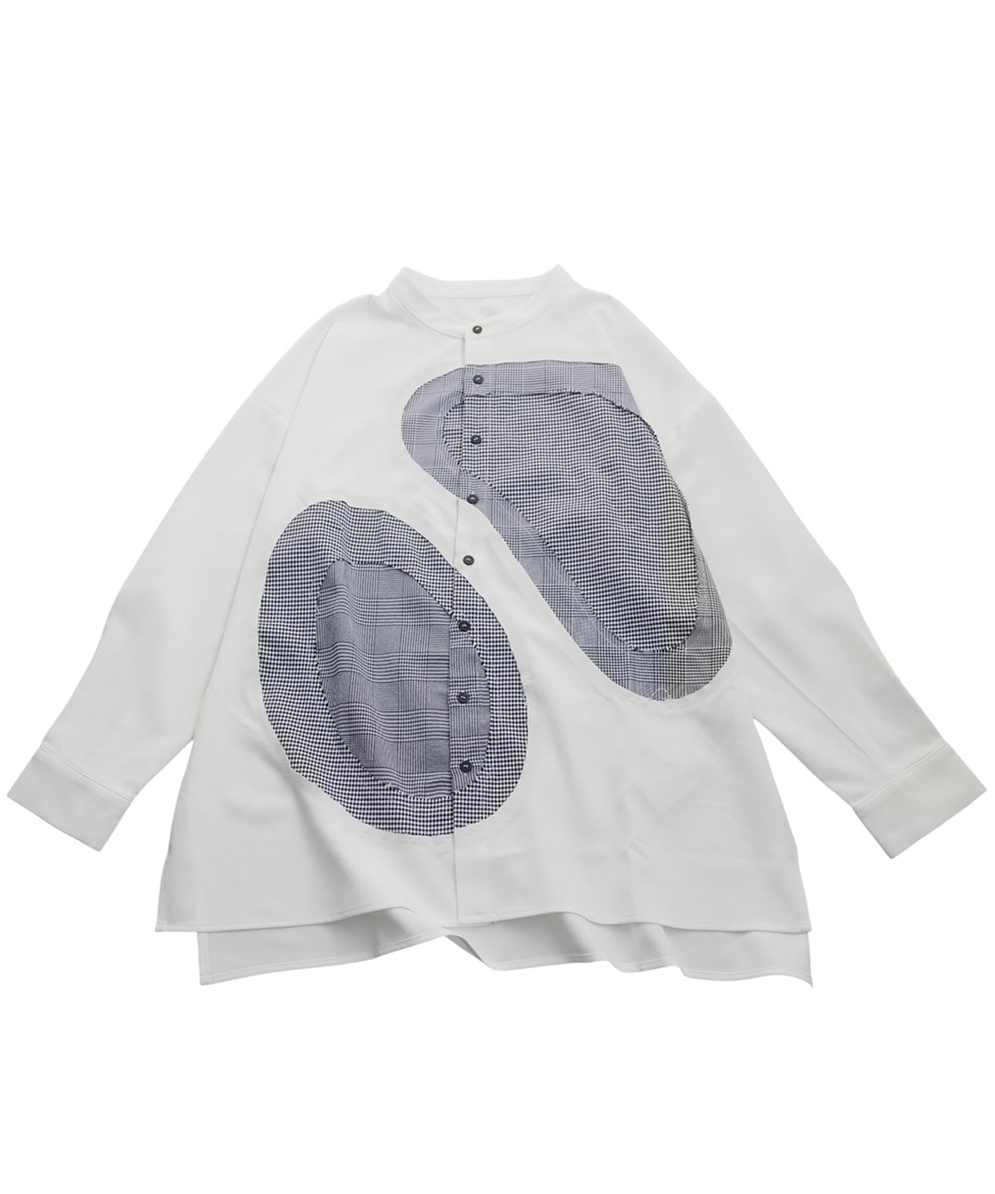 Mixed Material Checkered Shirt Men's