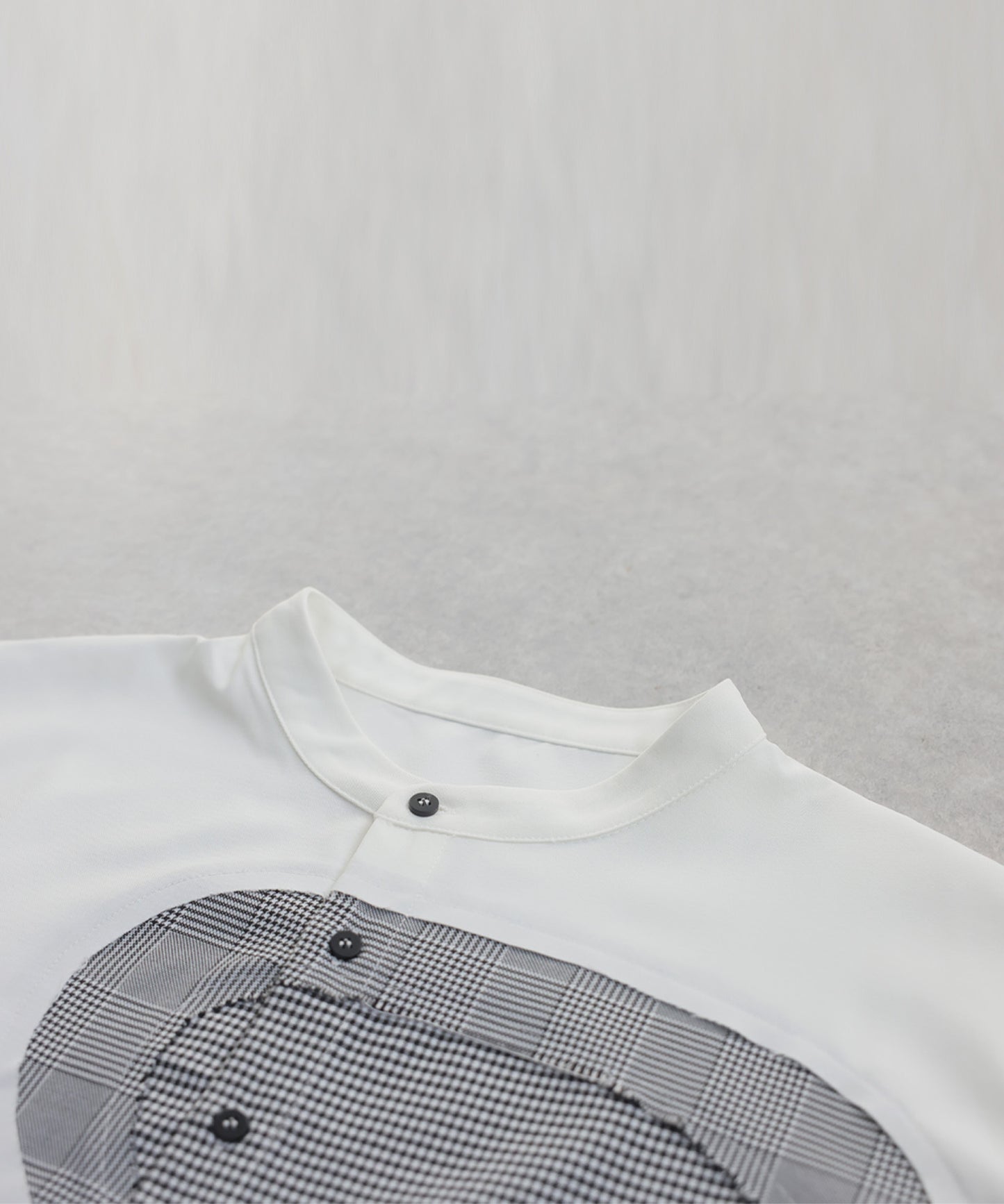 Mixed Material Checkered Shirt Men's