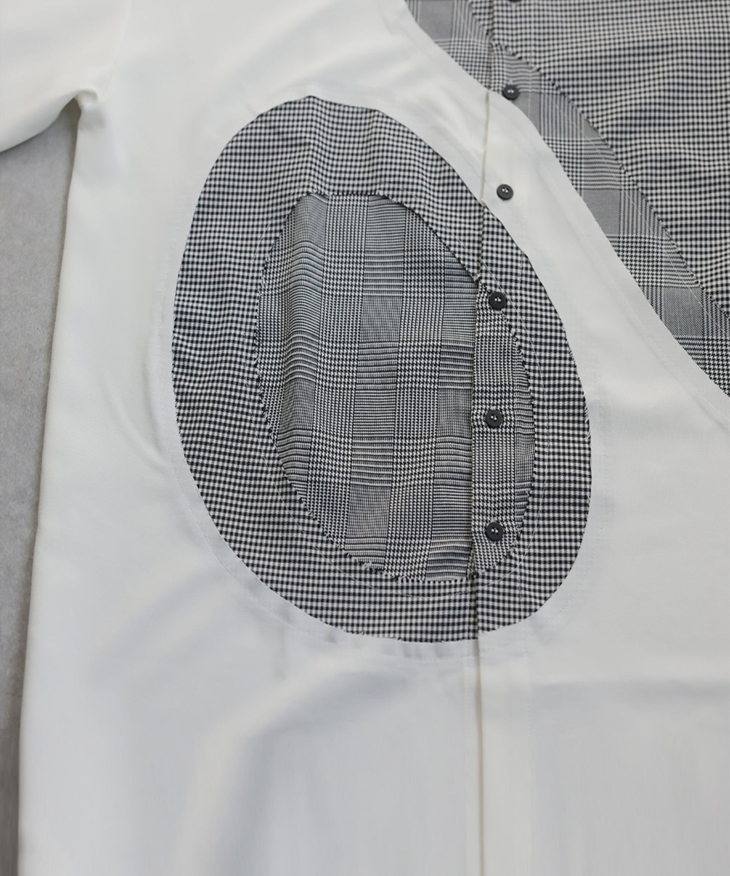 Mixed Material Checkered Shirt Men's