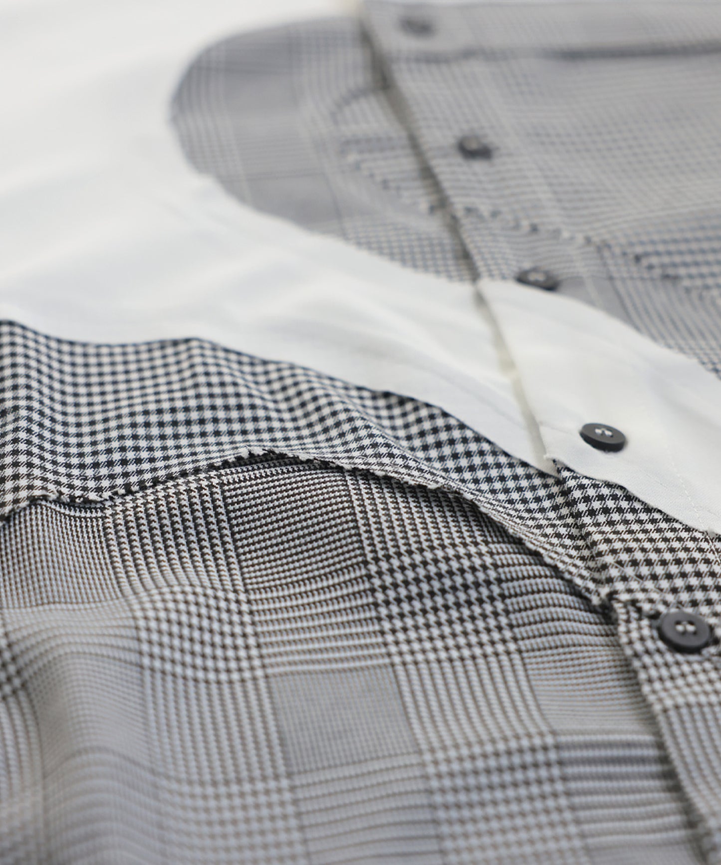 Mixed Material Checkered Shirt Men's