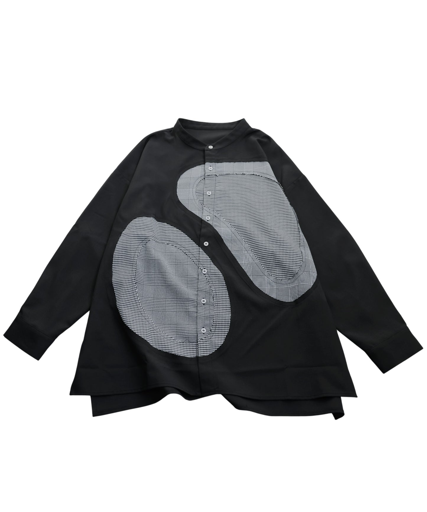 Mixed Material Checkered Shirt Ladies