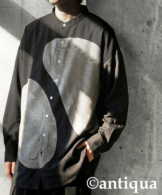 Mixed Material Checkered Shirt Men's