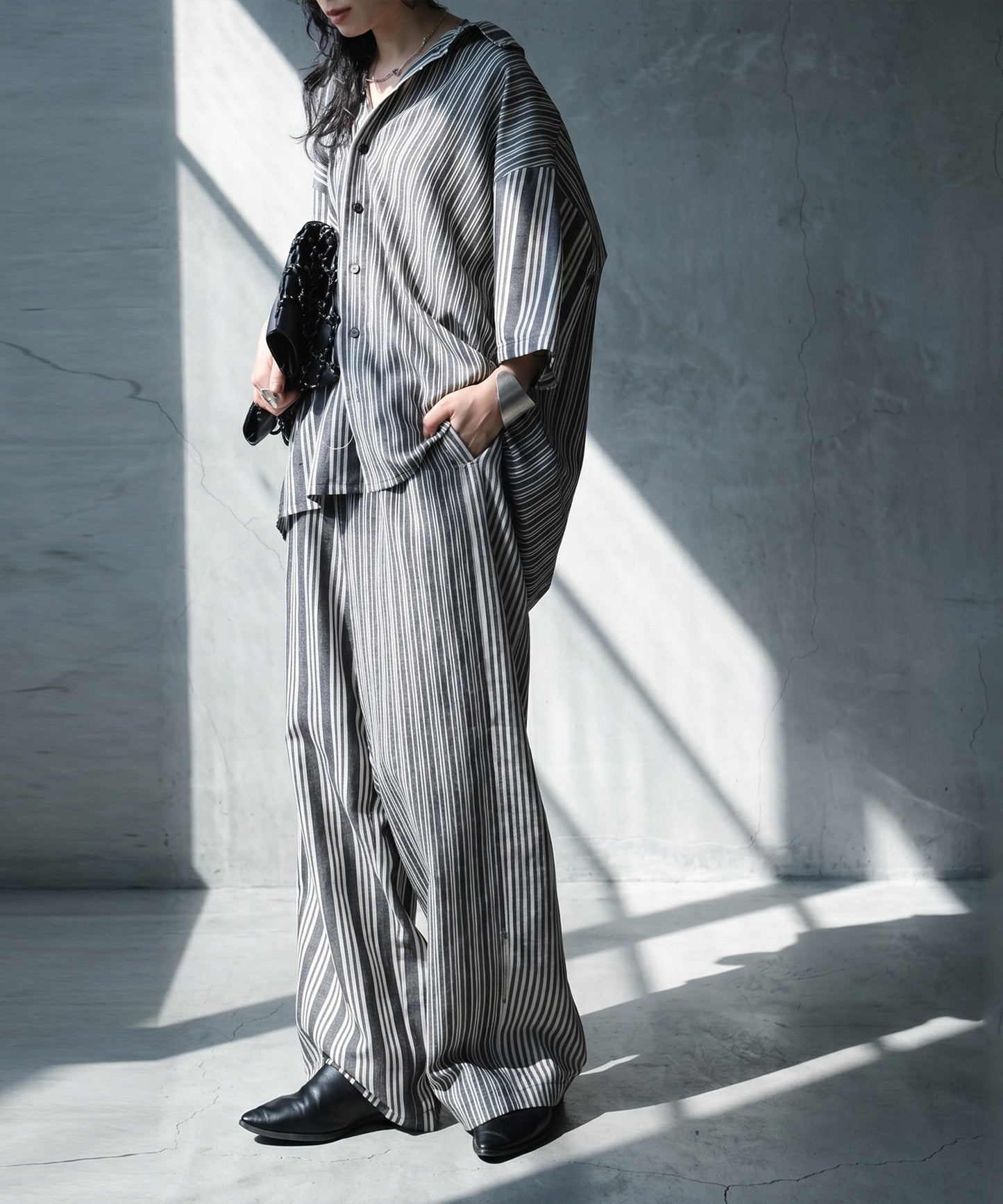 Striped Wide-Leg Pants With Pleats Ladies