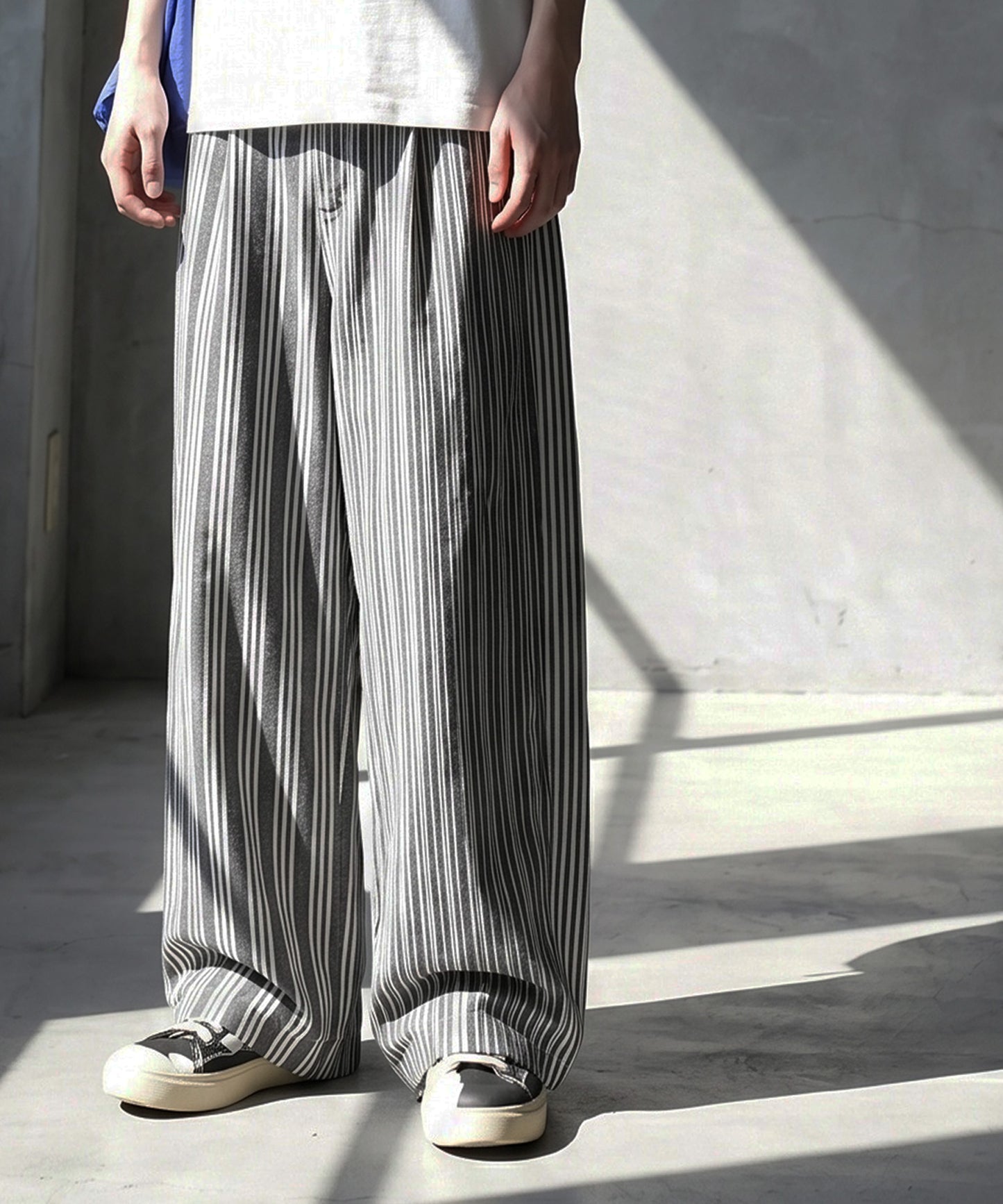 Striped Wide-Leg Pants With Pleats Men’s