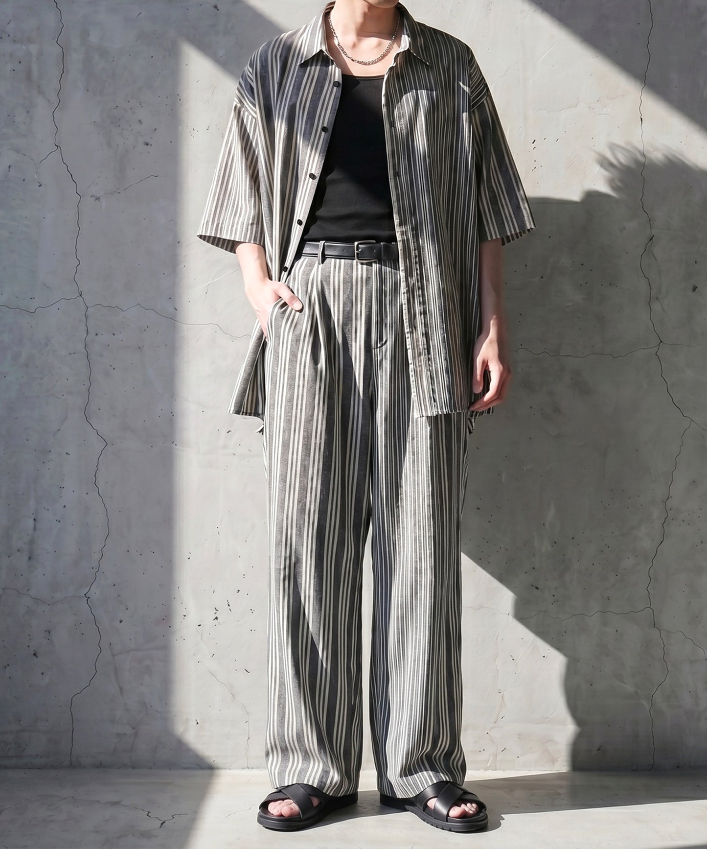 Striped Wide-Leg Pants With Pleats Men’s