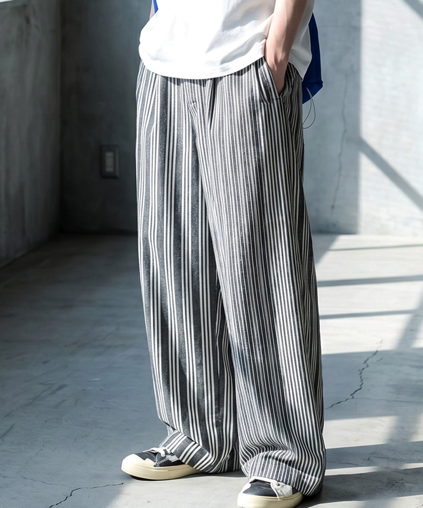 Striped Wide-Leg Pants With Pleats Men’s