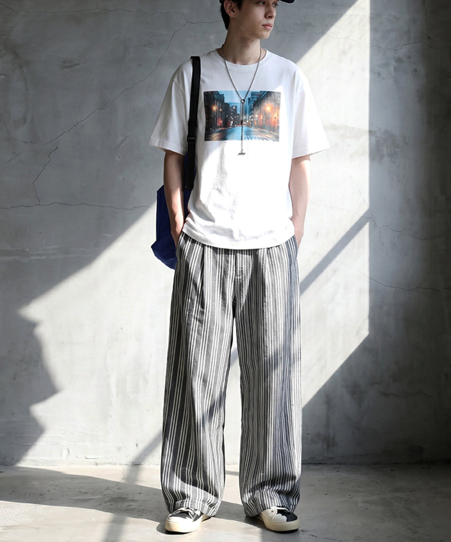 Striped Wide-Leg Pants With Pleats Men’s