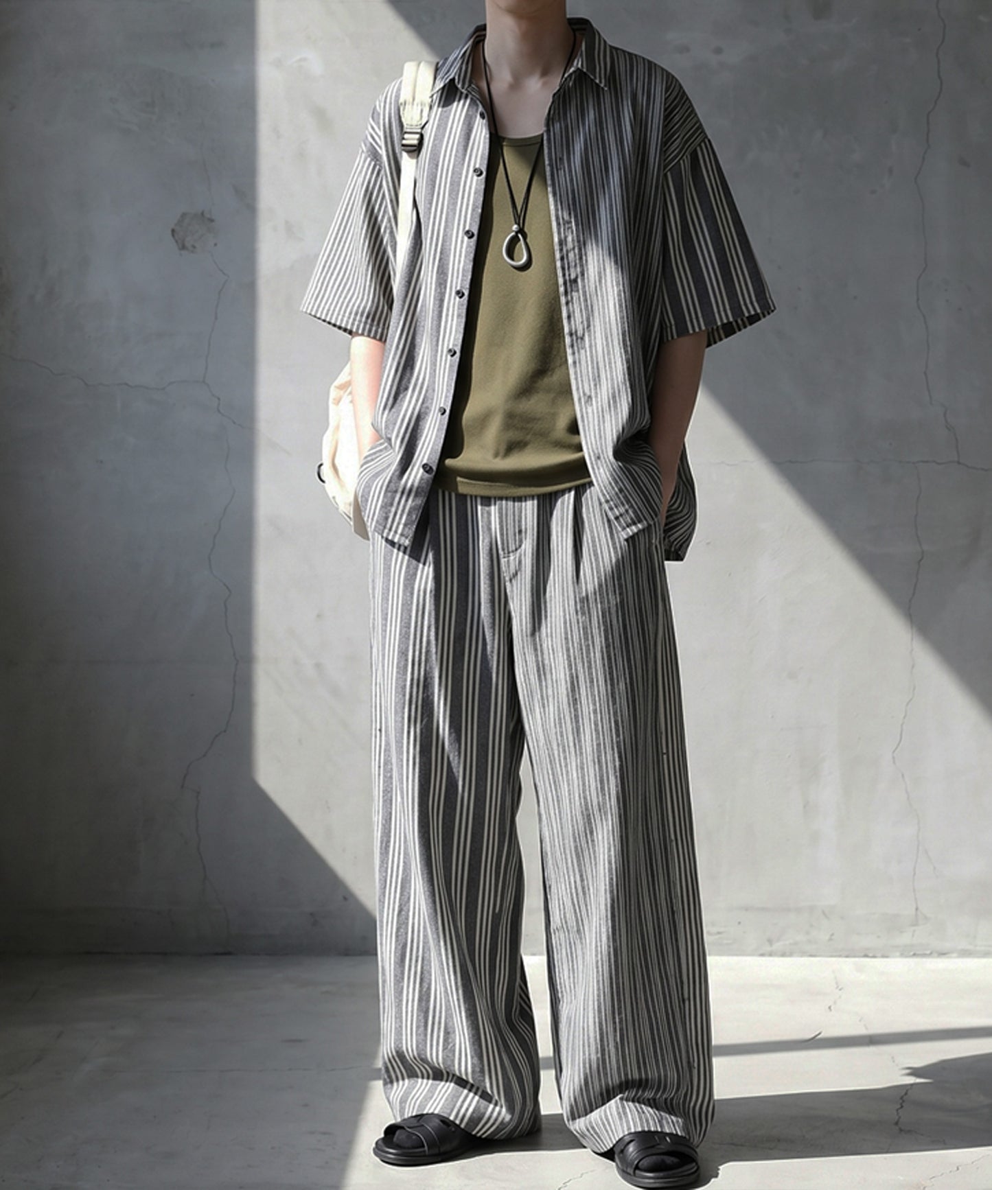Striped Wide-Leg Pants With Pleats Men’s