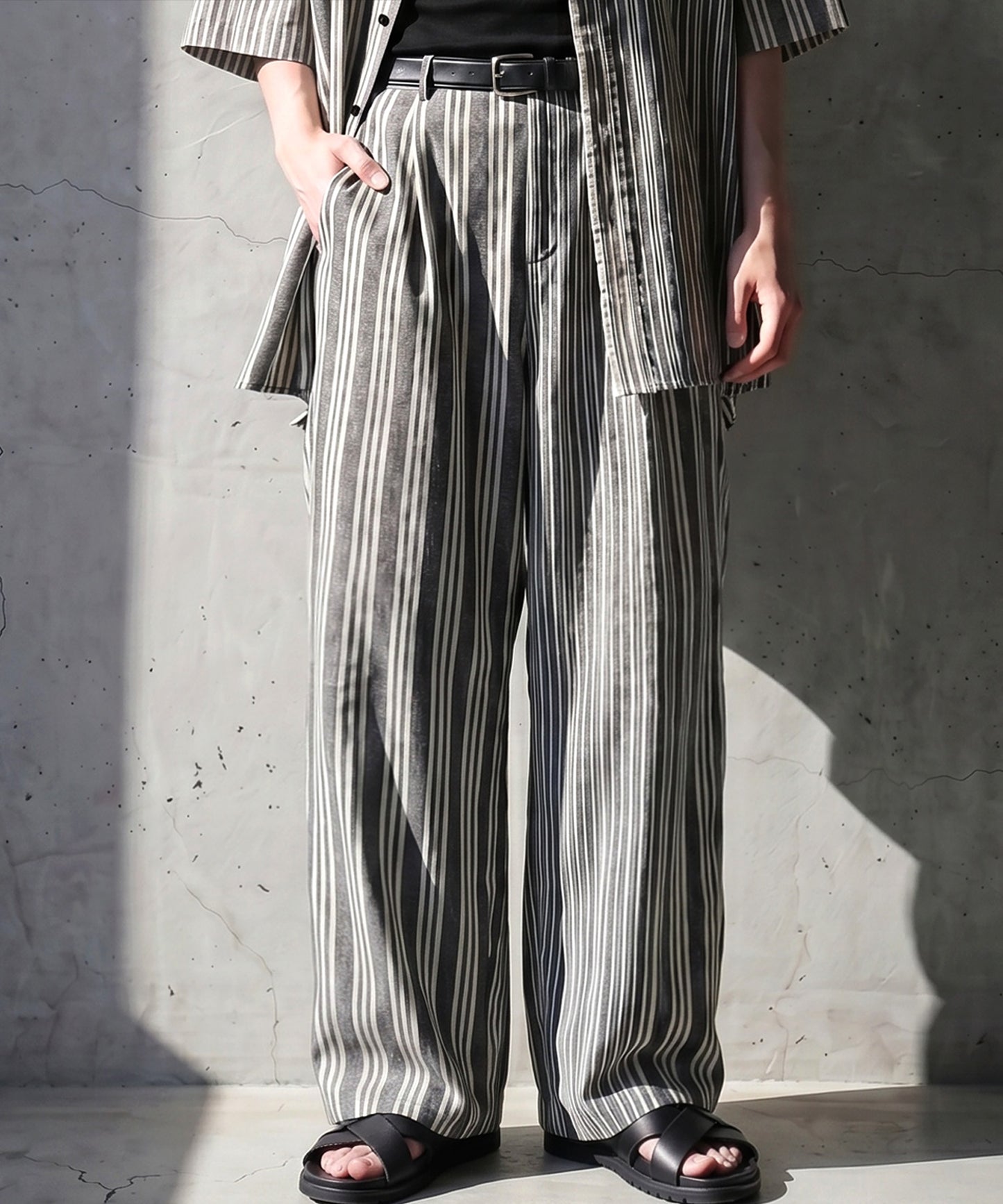 Striped Wide-Leg Pants With Pleats Men’s
