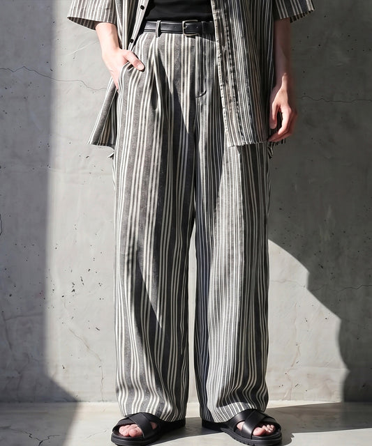 Striped Wide-Leg Pants With Pleats Men’s