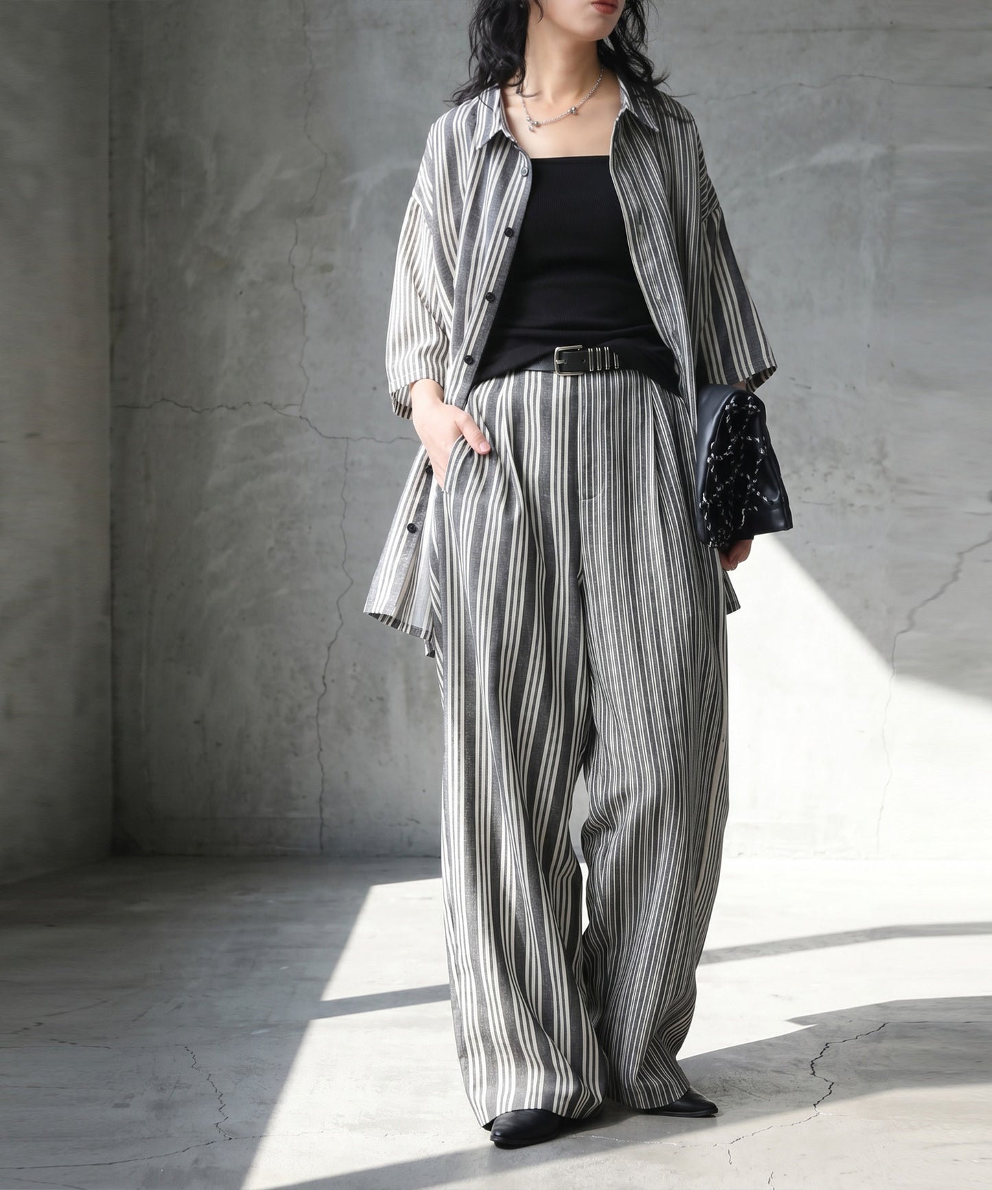 Striped Shirt With Contrasting Panels Ladies