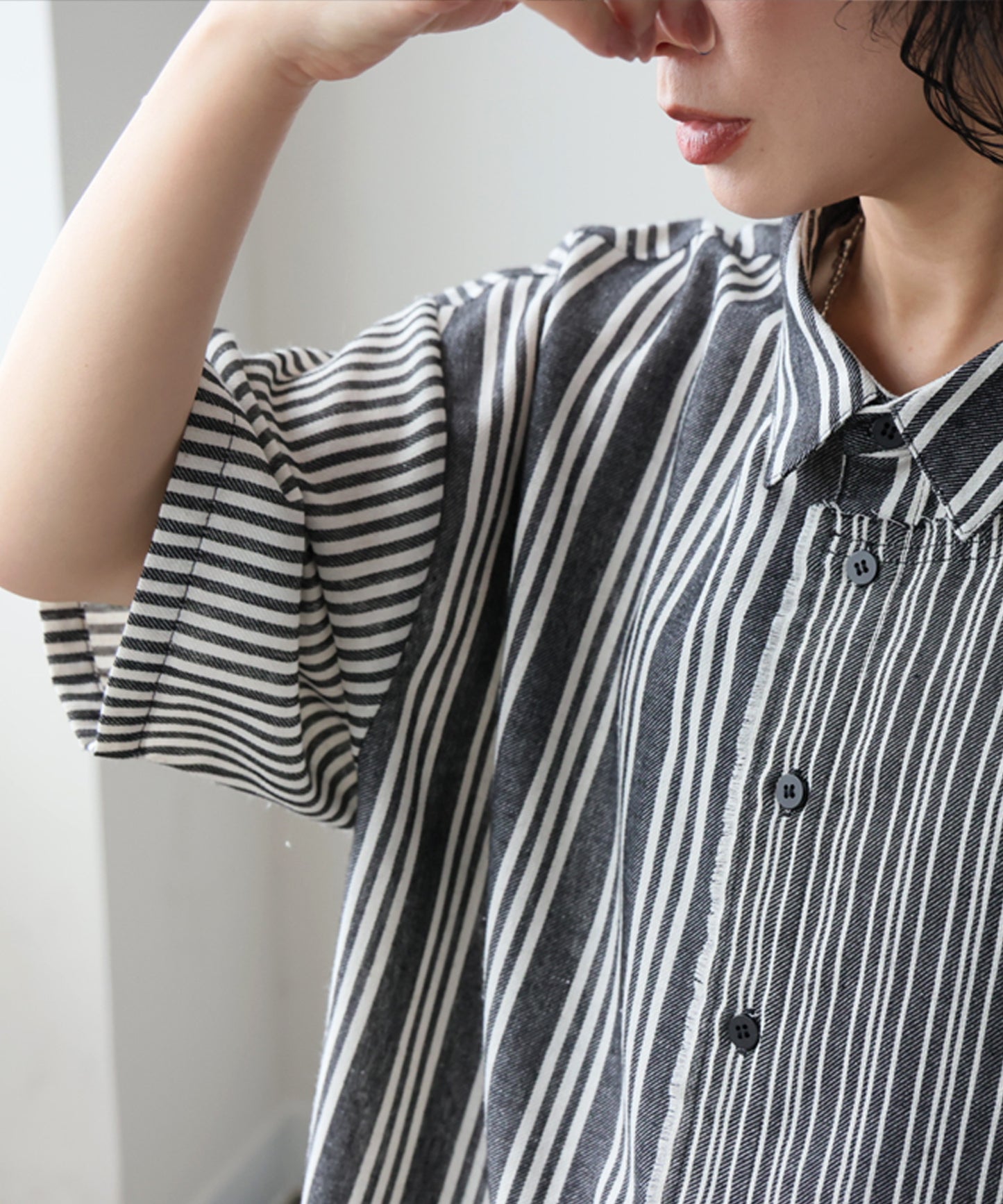 Striped Shirt With Contrasting Panels Ladies