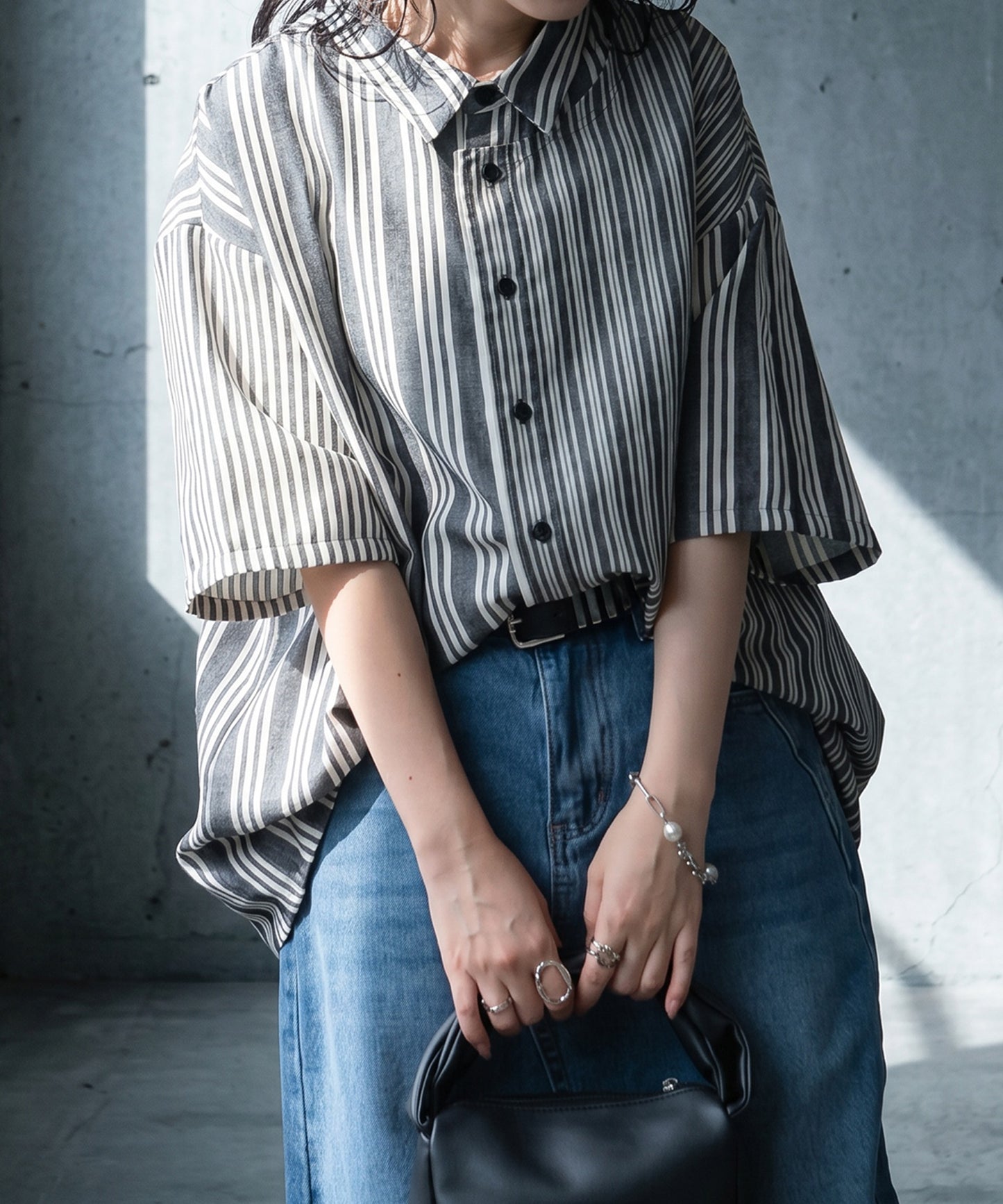 Striped Shirt With Contrasting Panels Ladies