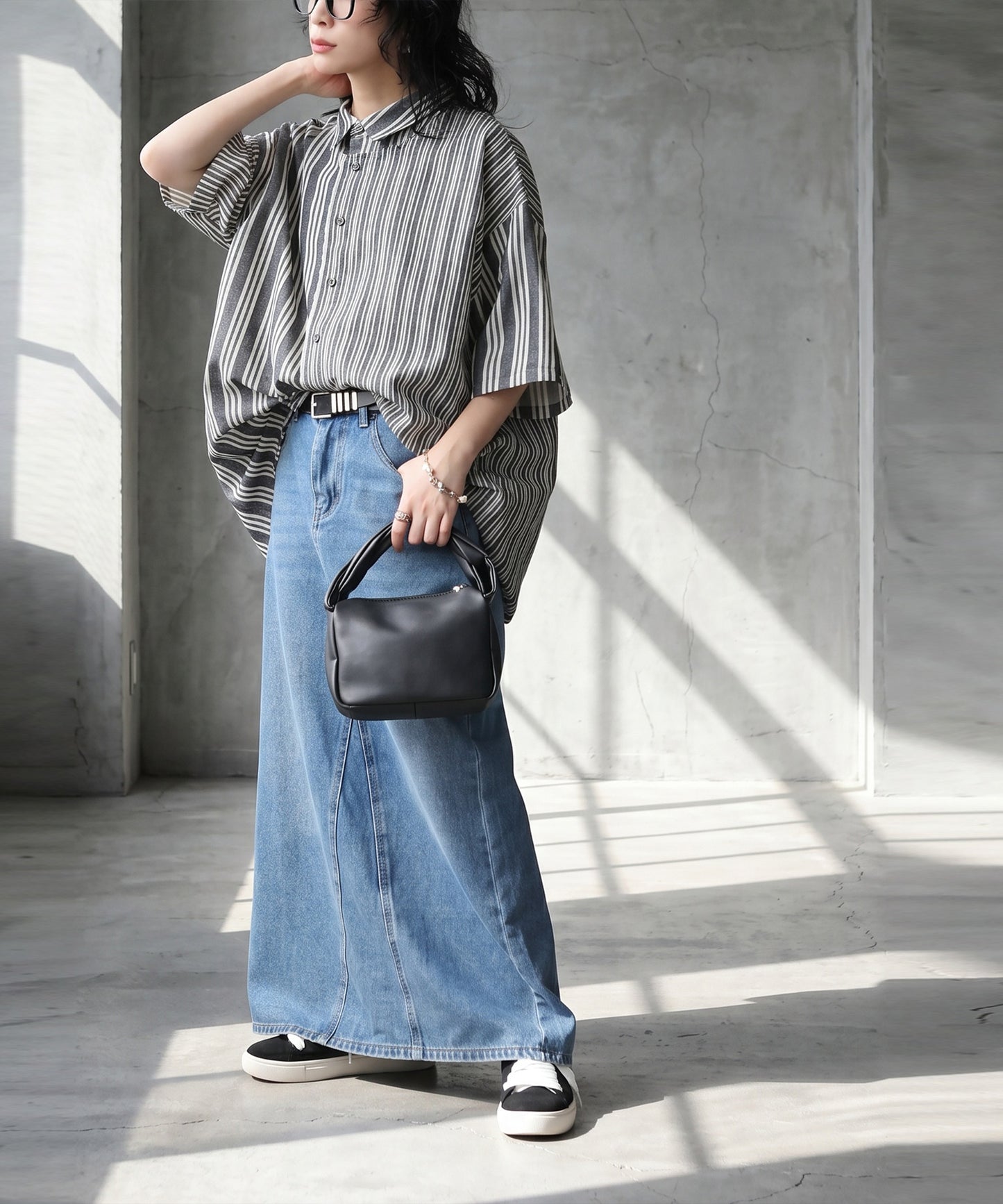 Striped Shirt With Contrasting Panels Ladies