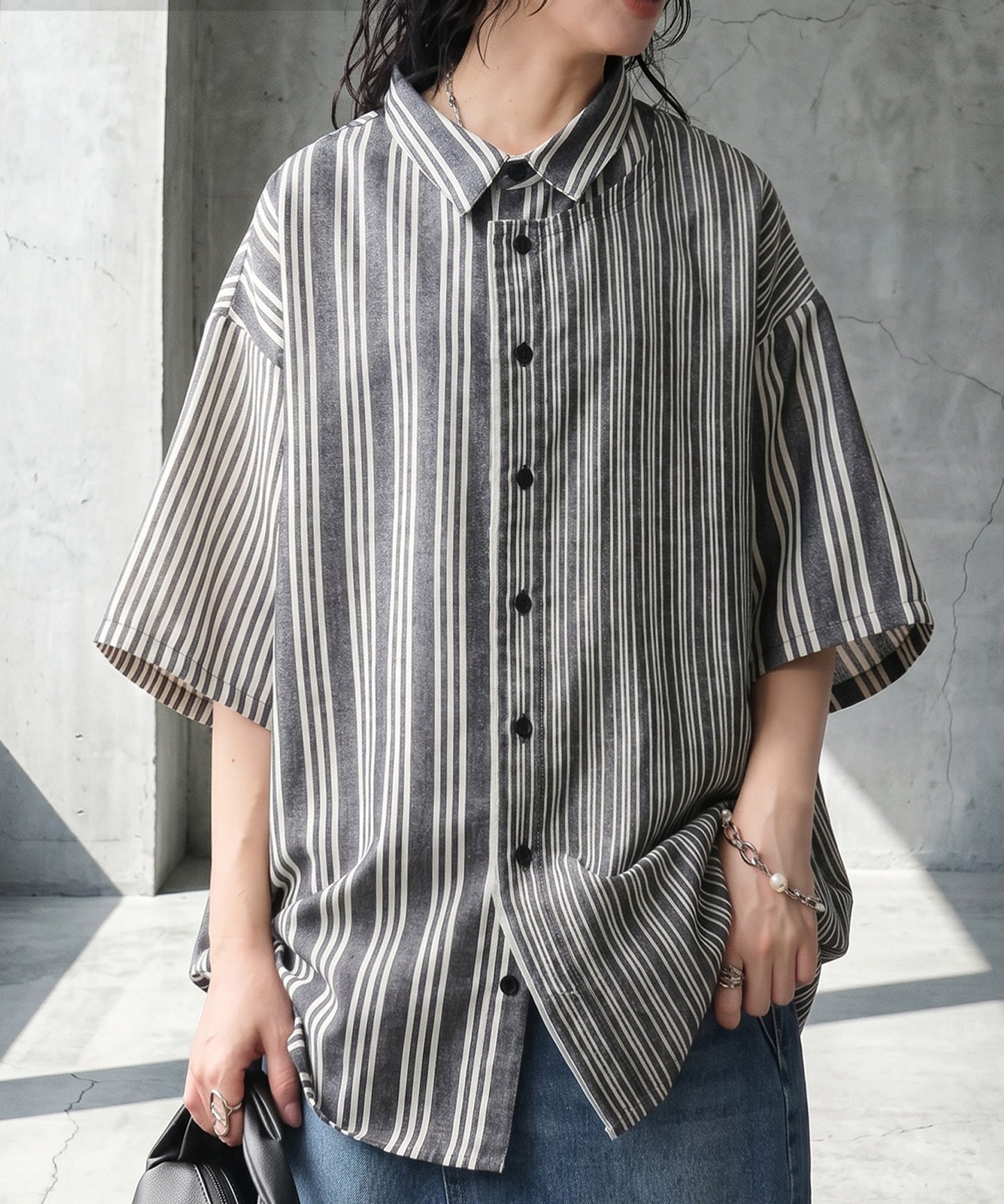 Striped Shirt With Contrasting Panels Ladies